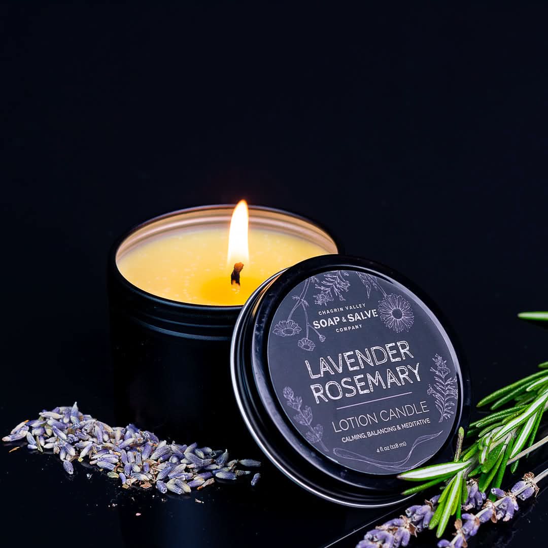 Chagrin Valley Soap & Salve Massage Candle 4 fl oz Tin Body & Massage Candle: Lavender Rosemary
