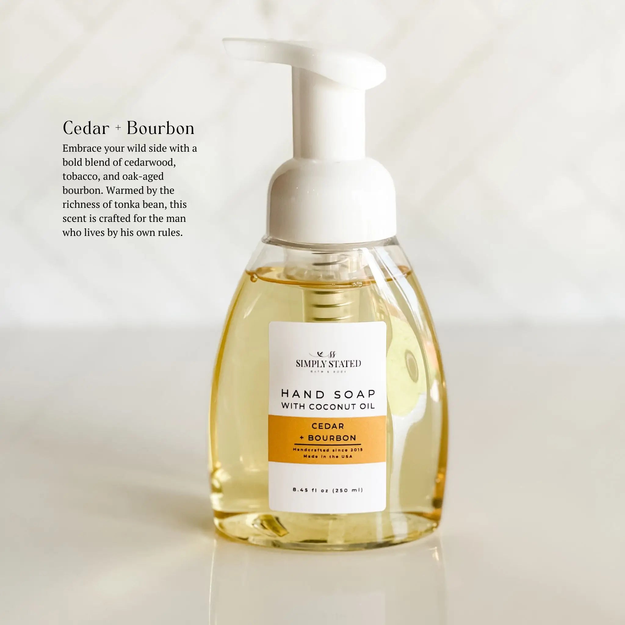 Simply Stated Creations Hand Soaps Cedar + Bourbon Men’s Foaming Hand Soap