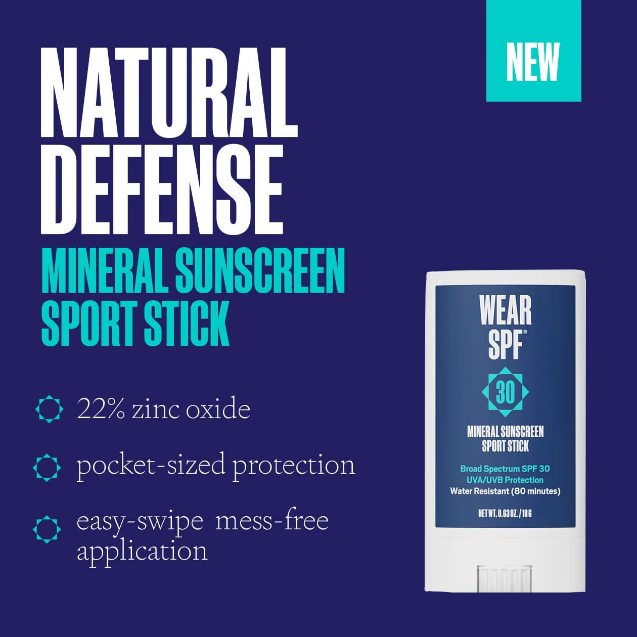 Wear SPF - Mineral Sunscreen SPORT Stick - My American Goods