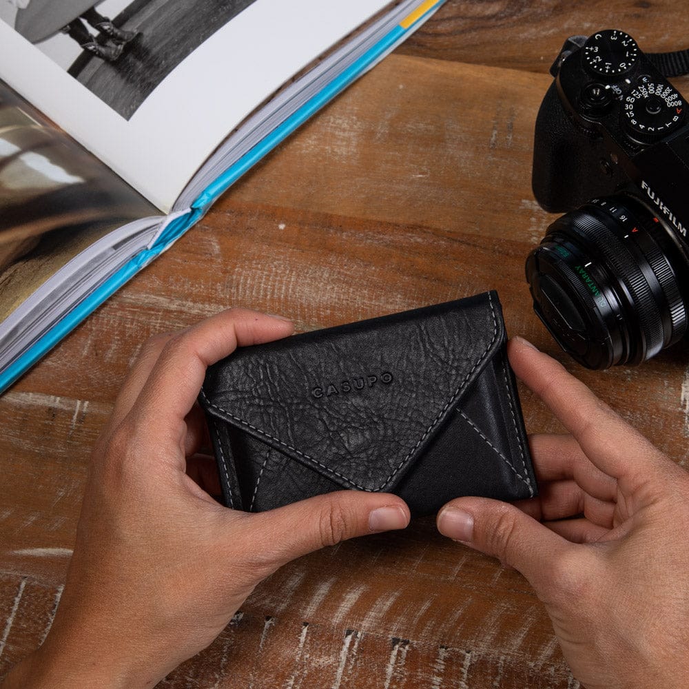 CASUPO Envelope Wallet Mini Envelope Wallet with RFID Protection - Black