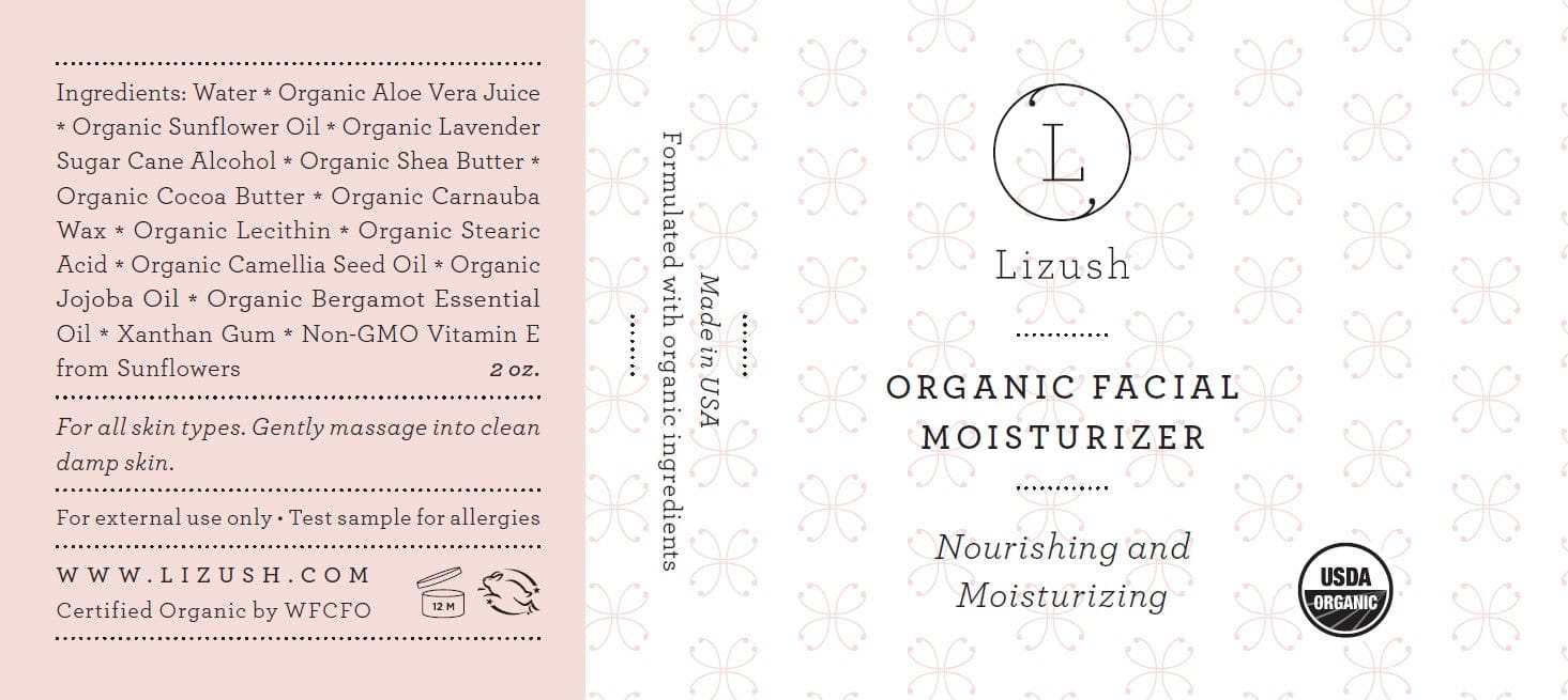 Lizush ORGANIC FACIAL MOISTURIZER Nourishing and Moisturizing