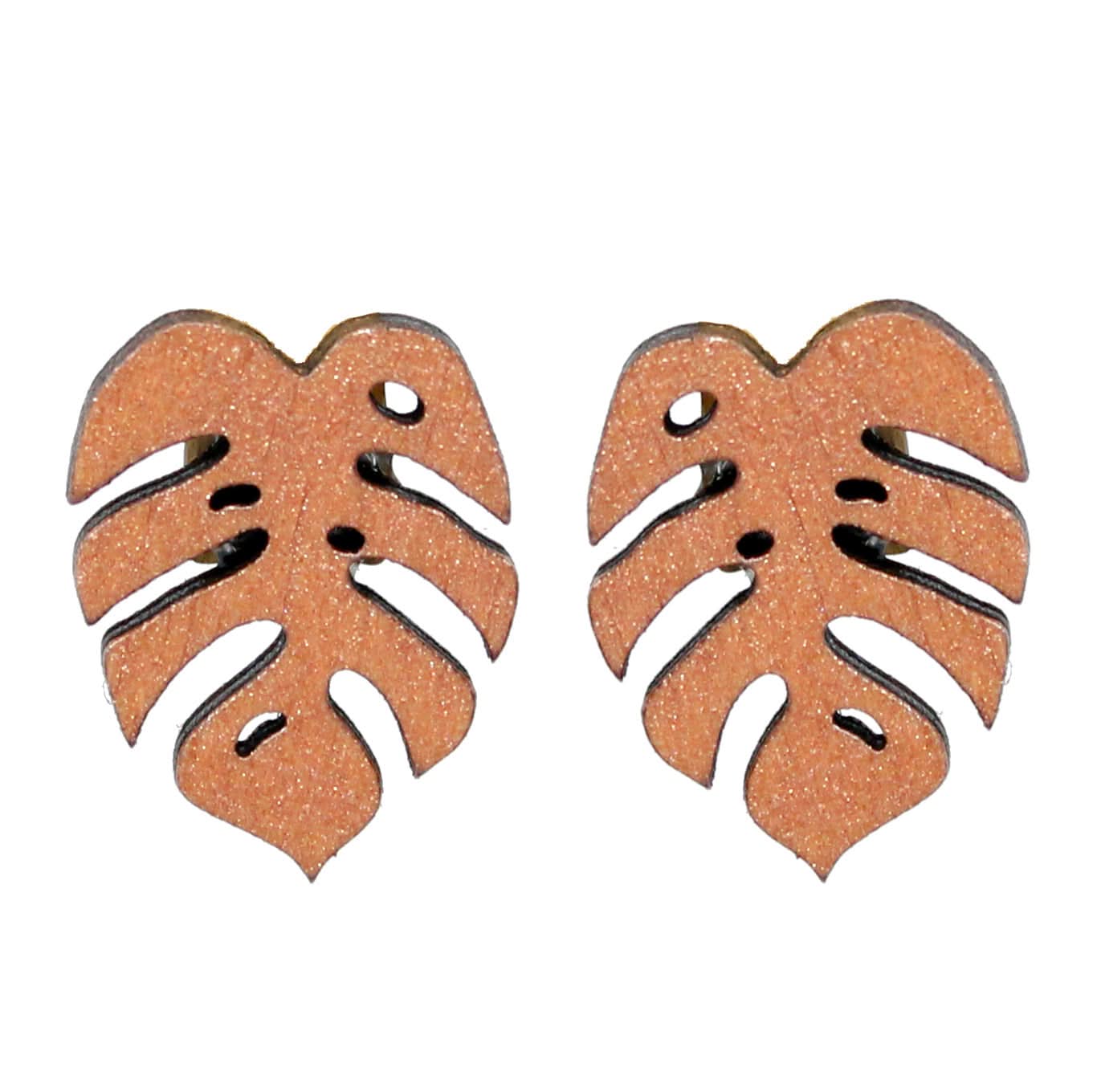 LE CHIC MIAMI Earrings Rose Gold Monstera Stud Earrings - 4 Colors Available