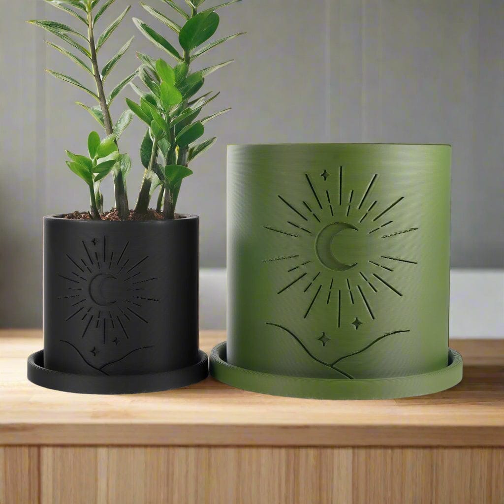 Rosebud HomeGoods Pots & Planters 4 inch diameter / Black / Without Drip Tray Moon Planter
