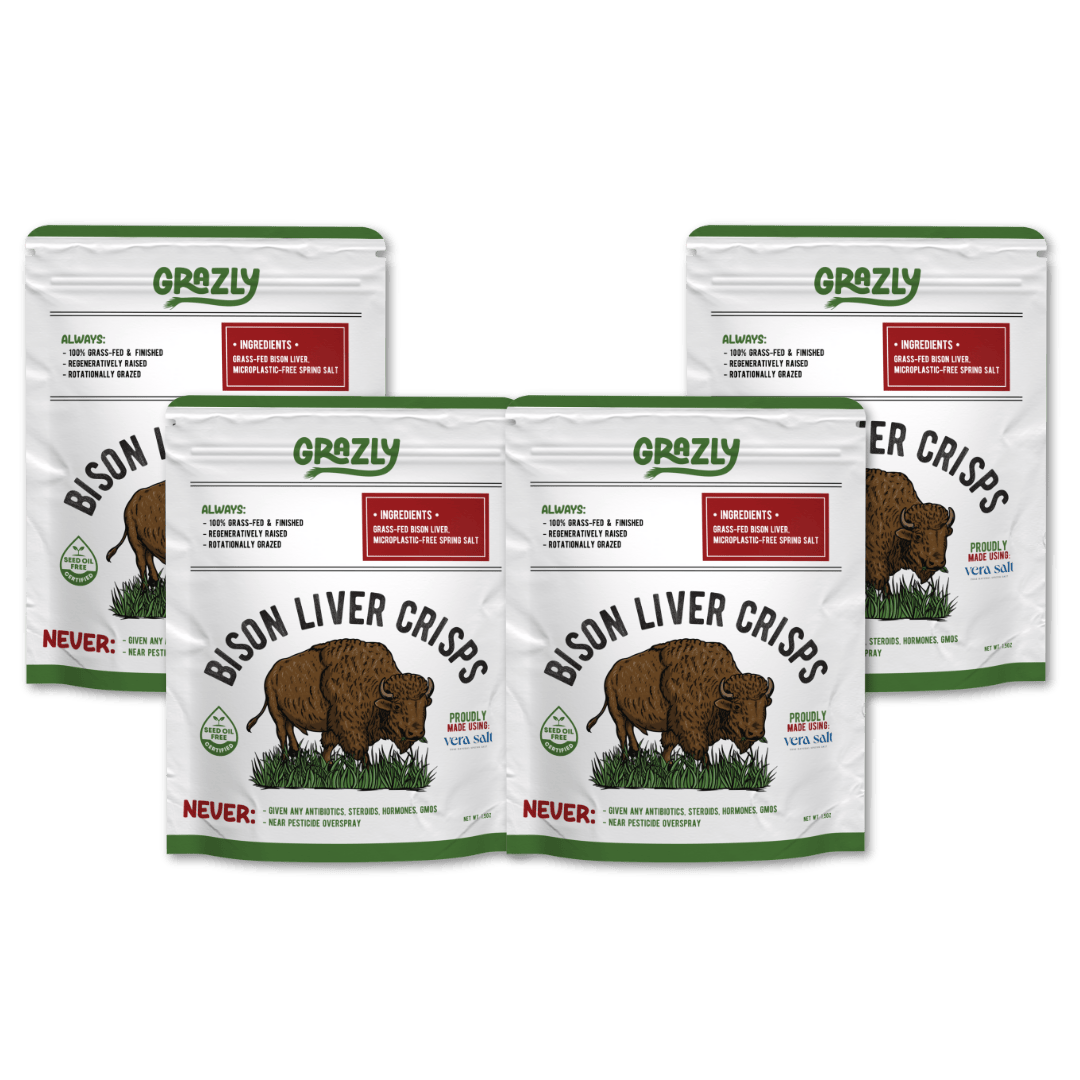 Grazly Bison Crisp Plain / 4 Pack Bison Liver Crisps - 100% Grass-Fed/Finished