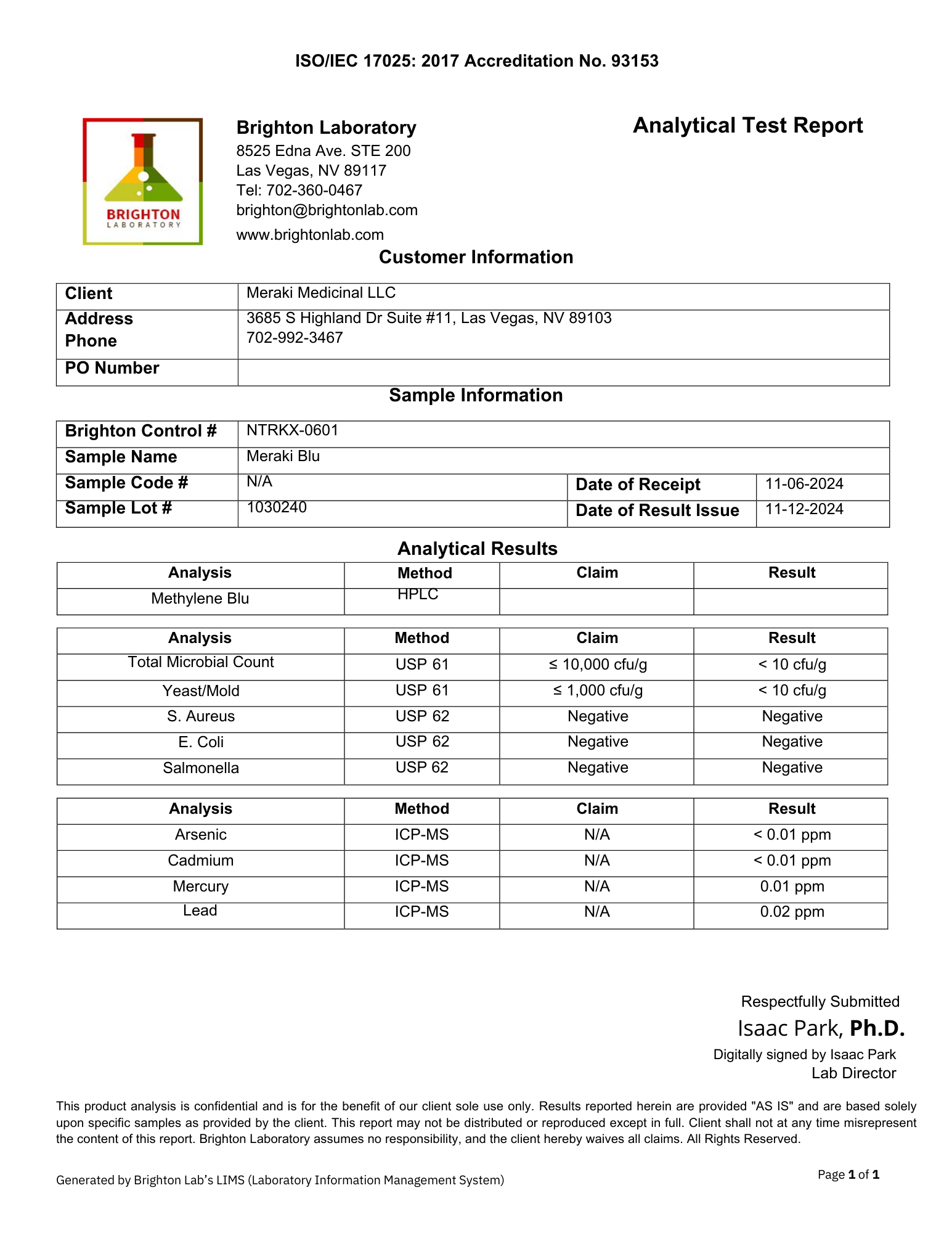 Meraki Blu USP Grade Methylene Blue 150mg - My American Goods