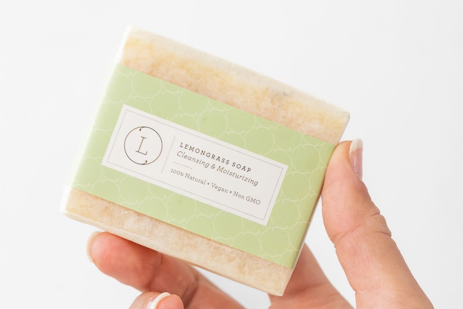 Lizush NATURAL SOAP BAR 2 x Lemongrass Natural Soap Bar, Handmade Body Soap Gift