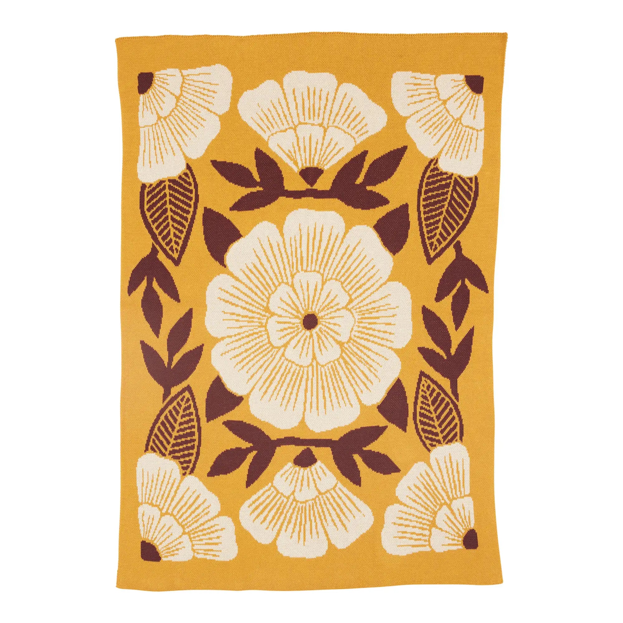 Biquette Baby Blanket Gold Peony in Egyptian Cotton New Bloom Baby Blanket