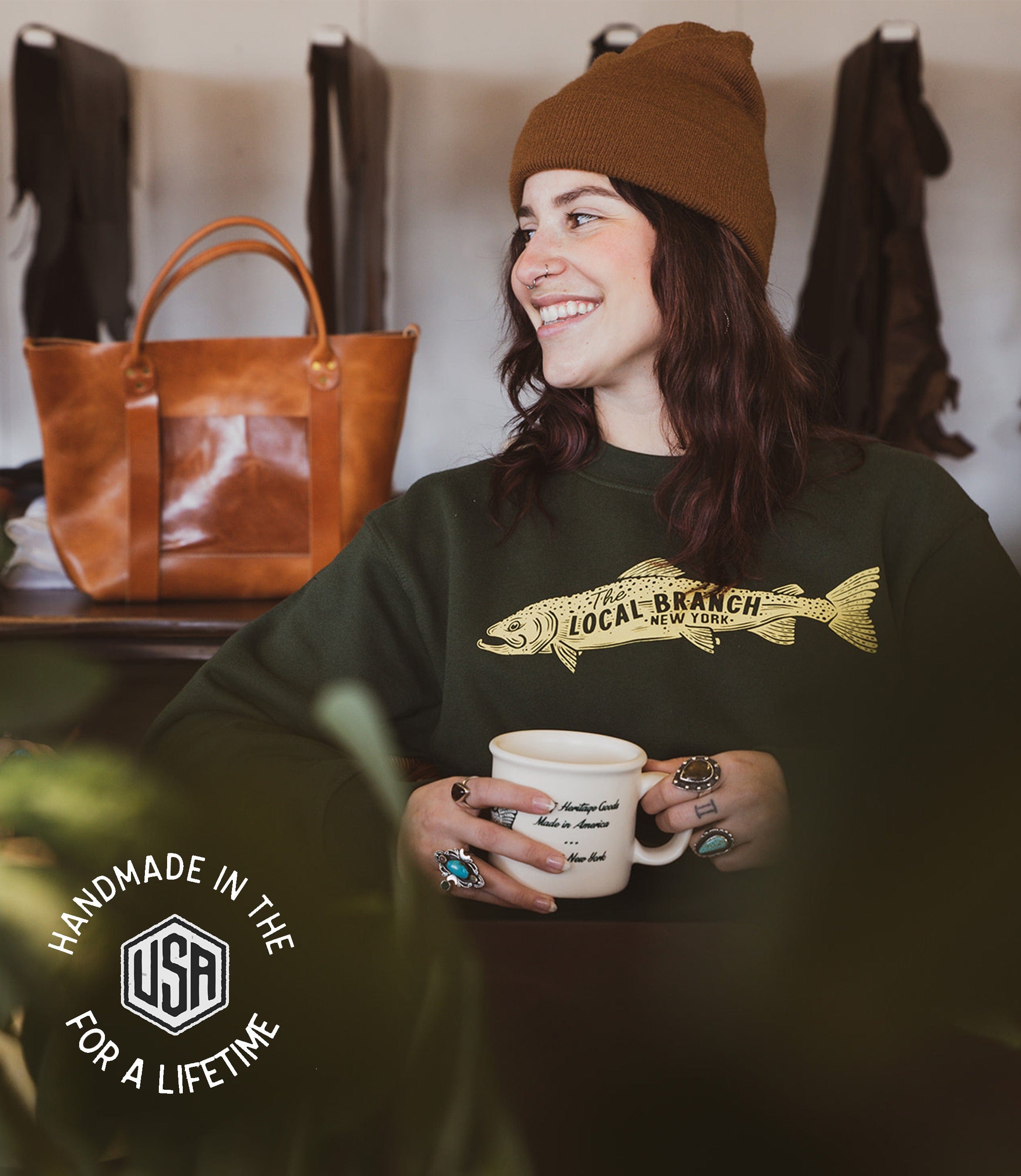 The Local Branch Sweatshirt New York Trout Sweatshirt - USA Made