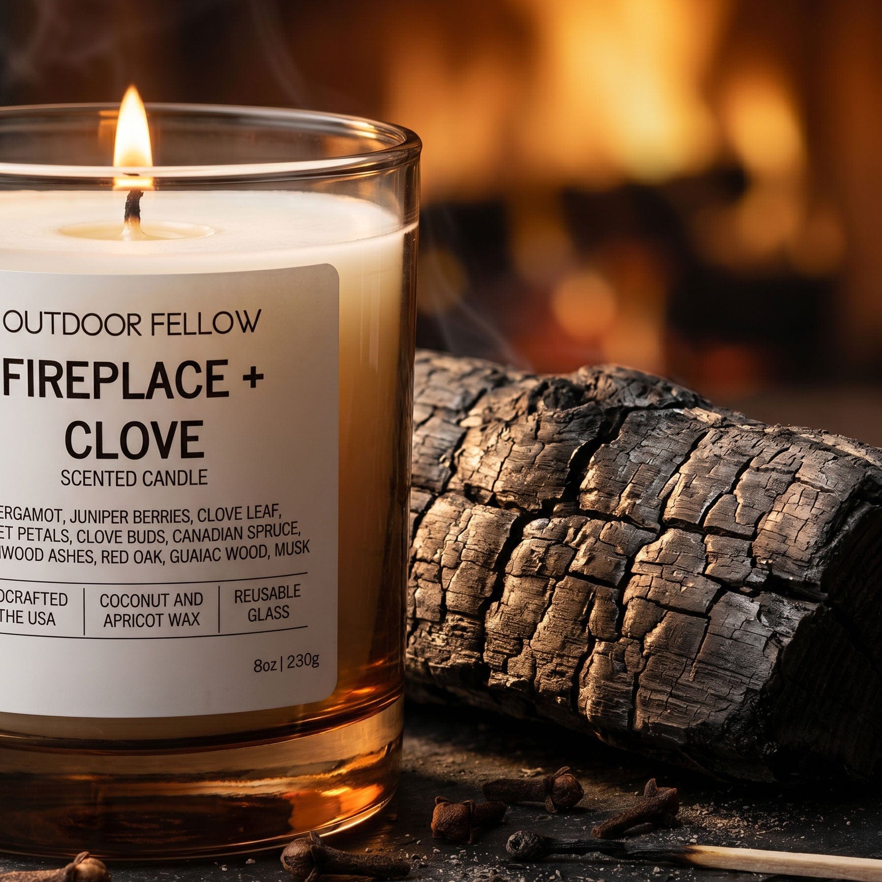 Outdoor Fellow Candles Fireplace and Clove Scented Candle