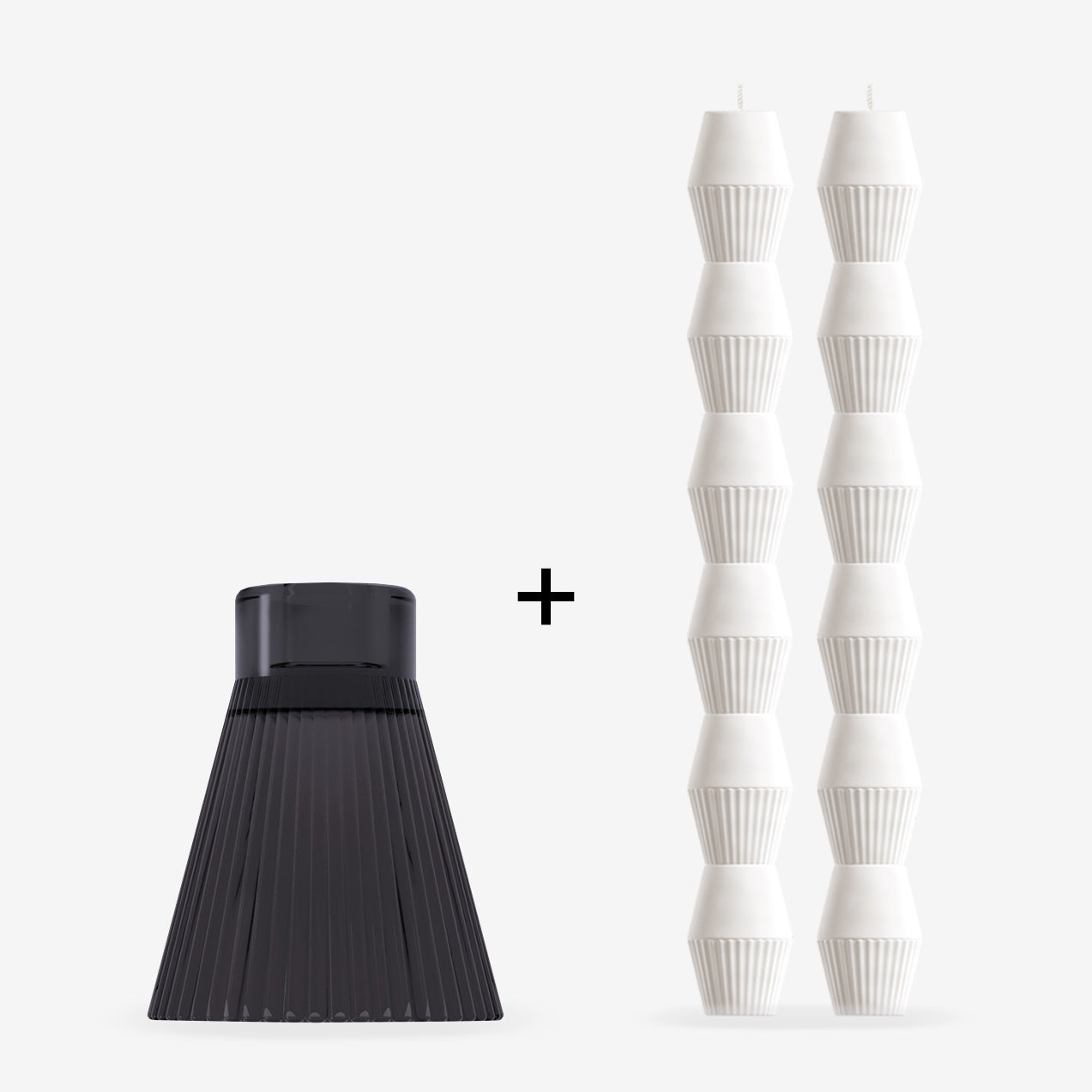 ZAI Tumbler + Geometric Pillar Candle in Ivory