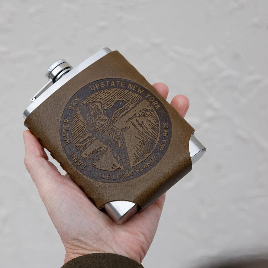 The Local Branch American Nomad / Olive Leather Wrapped Flask