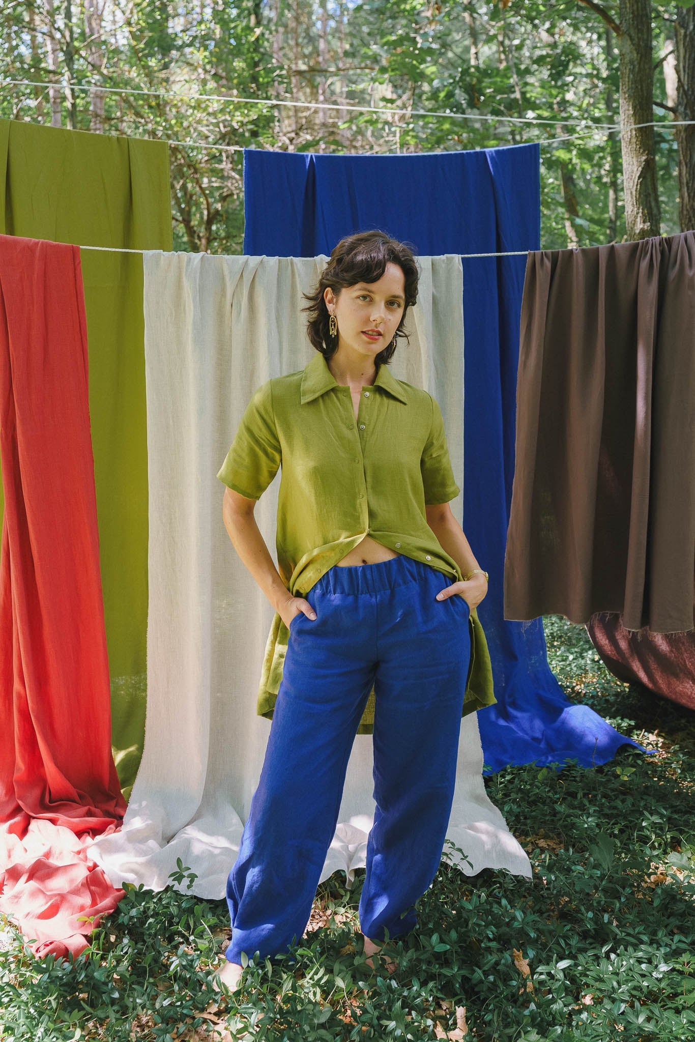 Crescent Moon Pants in Kingfisher Blue