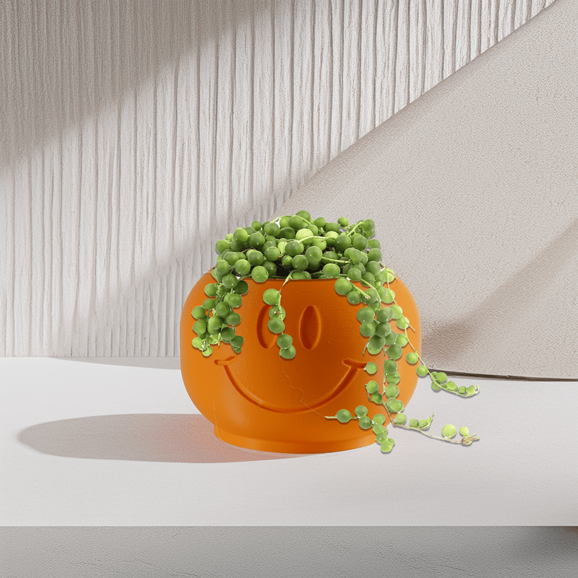 Rosebud HomeGoods Orange / Mini + Drip Tray Happy Sprout Smiley Face Plant Pot with Drainage and Drip Tray – Cute Ghibli Decor Planter | Kawaii Hypebeast Pots for Plants | Cubicle & Classroom Decor