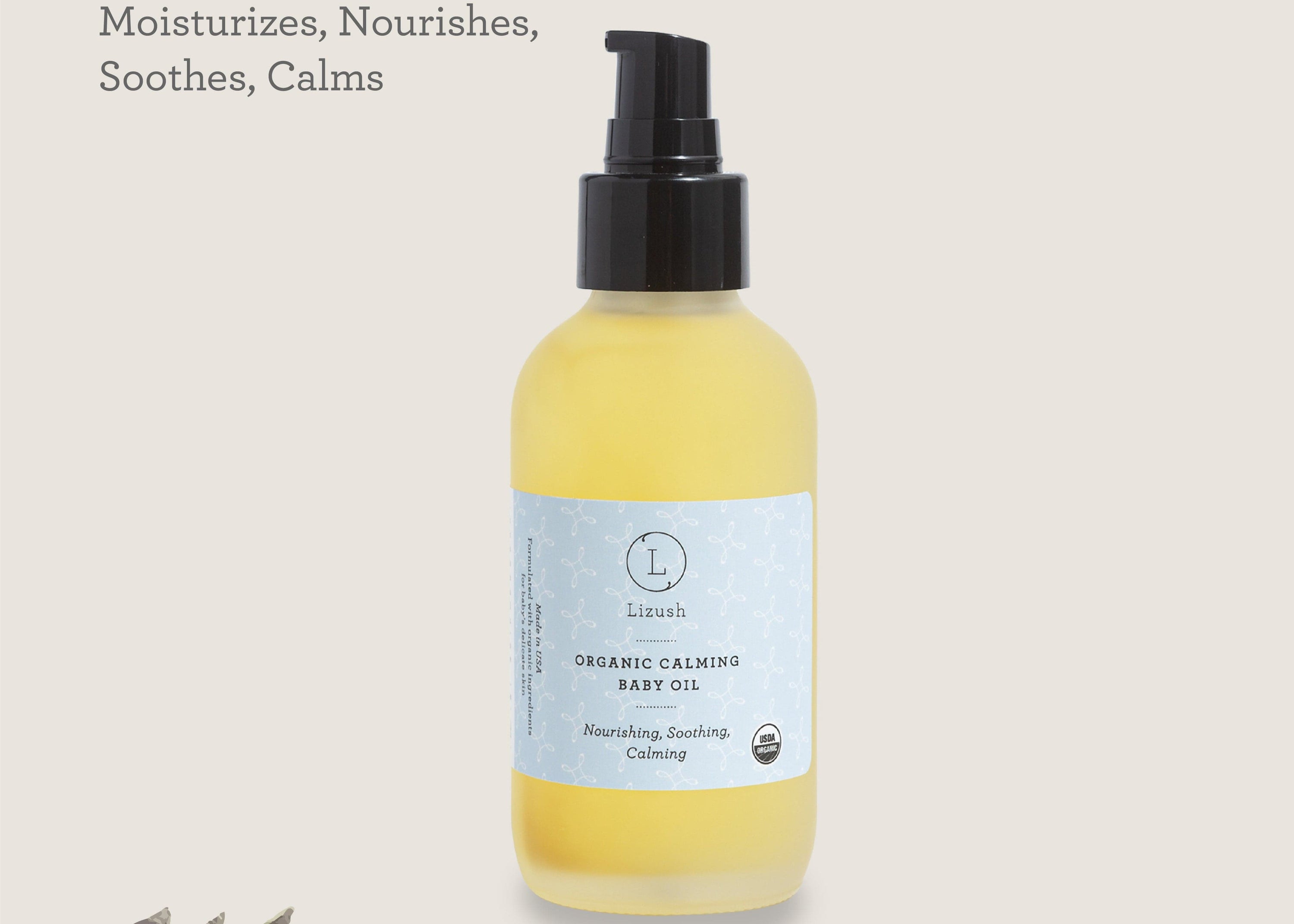 Lizush ORGANIC CALMING BABY OIL Nourishing, Soothing, Calming