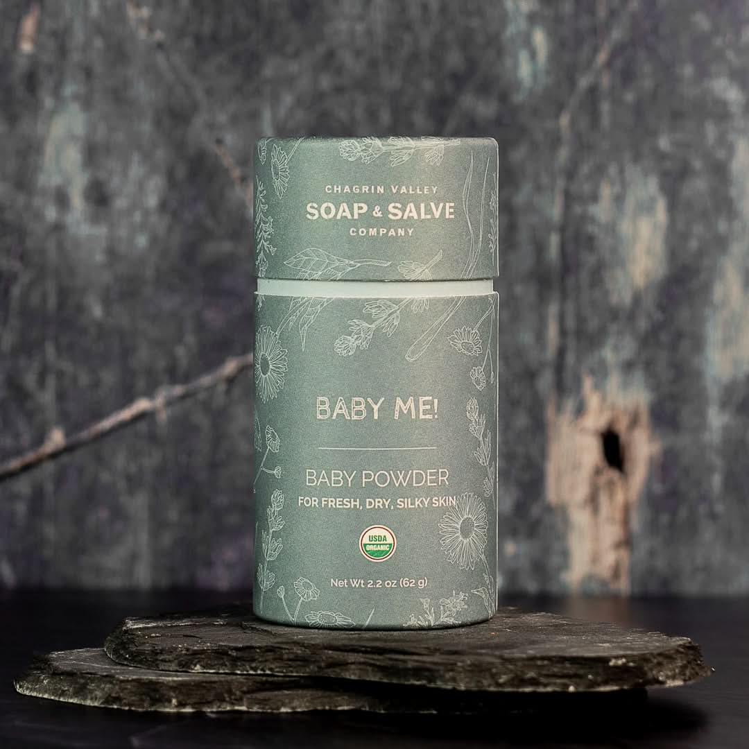 Chagrin Valley Soap & Salve Baby Products Net Wt 2.2 oz Body Powder: Baby Me! Unscented Baby Powder