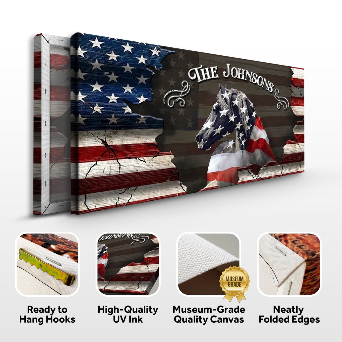 Tailored Canvases Canvas Family Name Sign - American Horse Wall Art