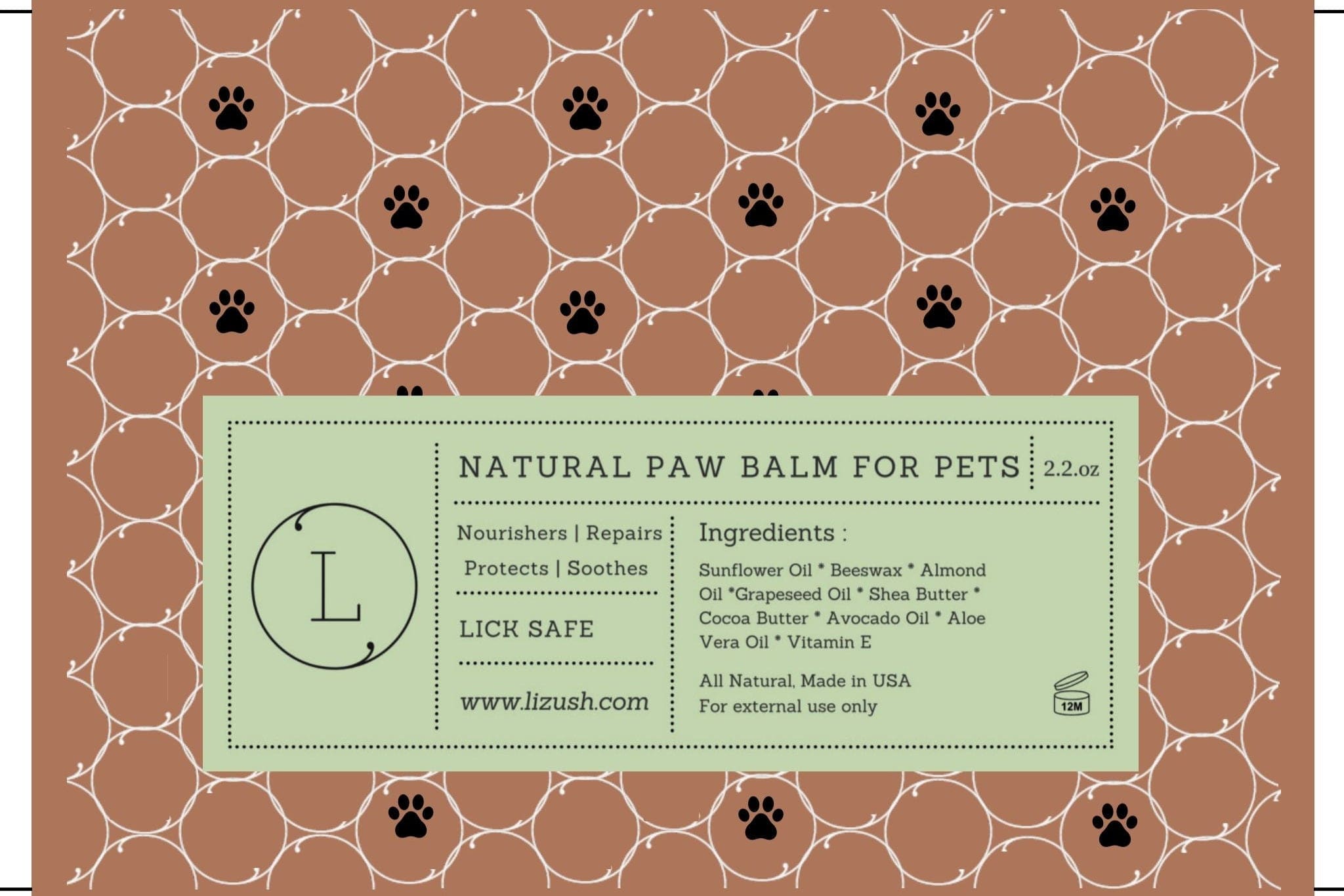 Lizush Health & Beauty Natural Paw Balm for PETS