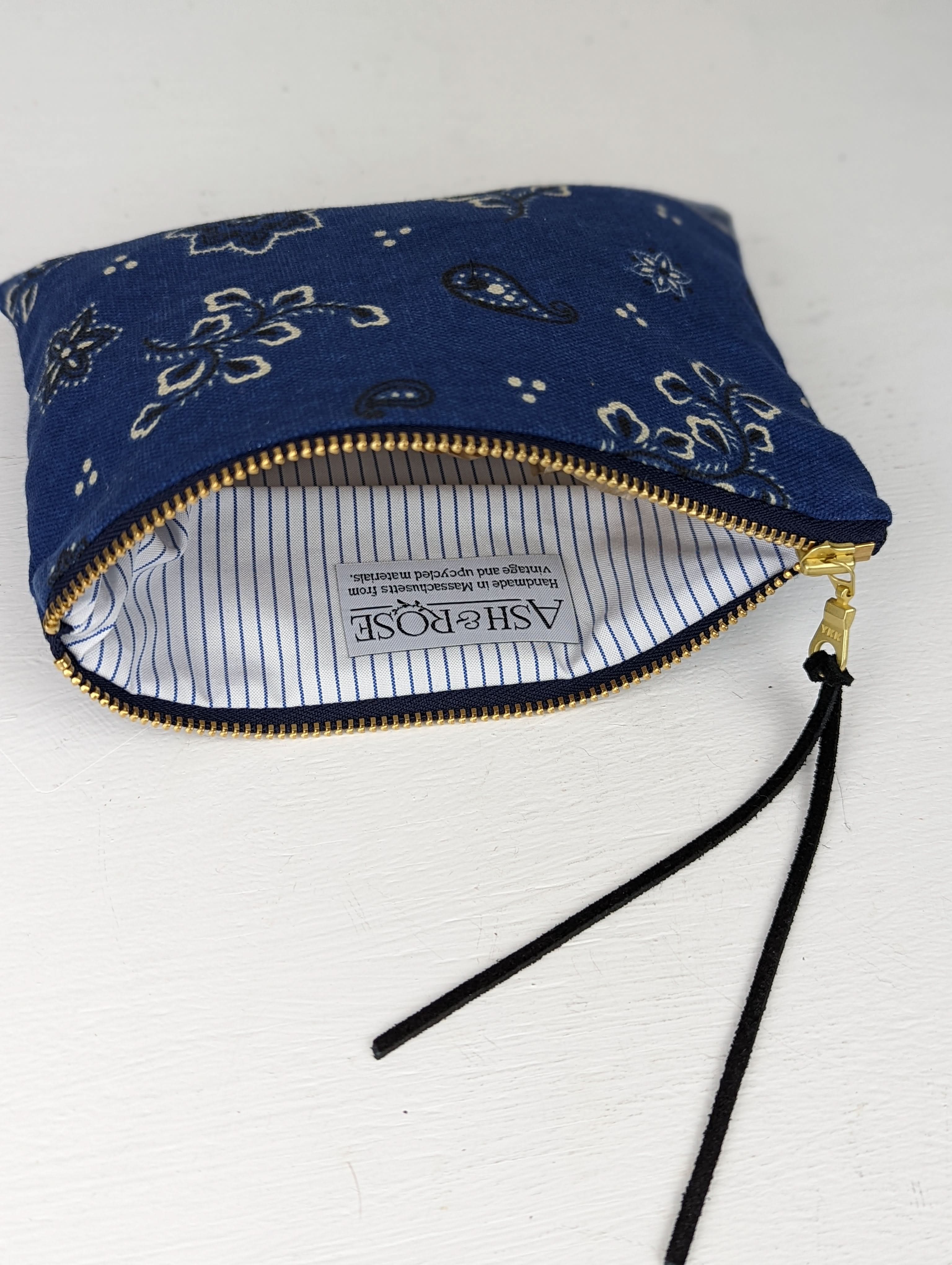 Blue Bandana Mini Zip Clutch - My American Goods