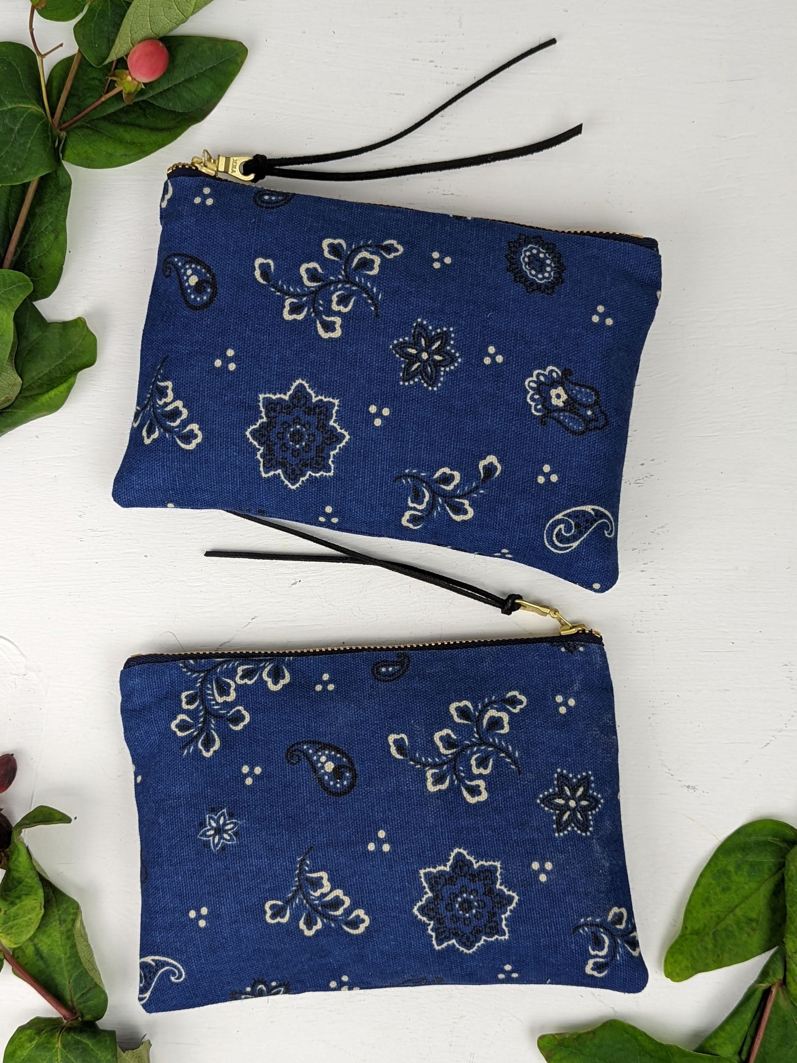 Blue Bandana Mini Zip Clutch - My American Goods