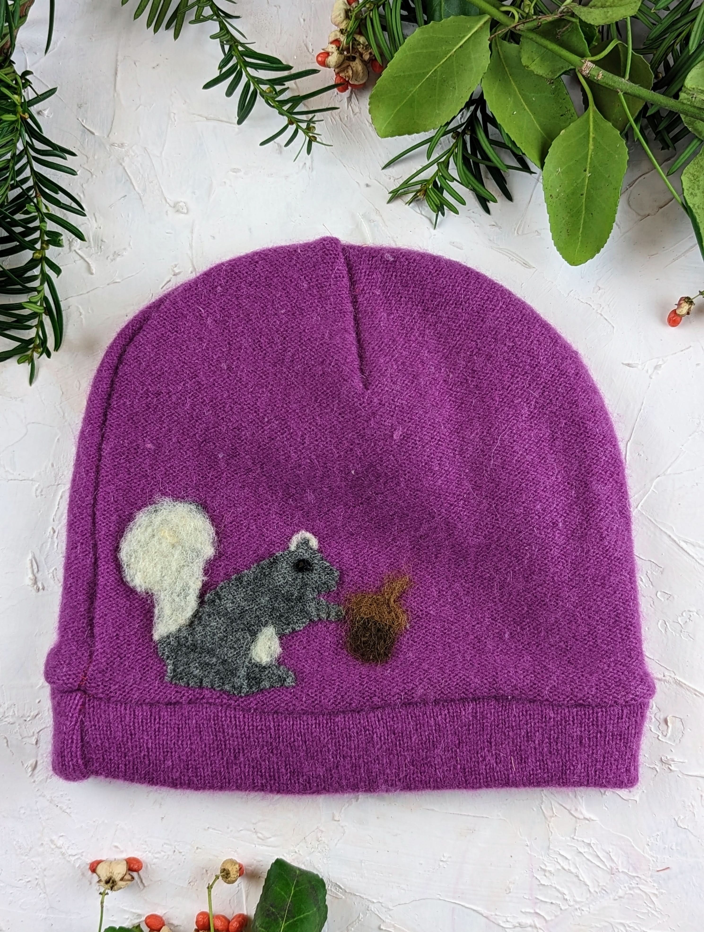 Ash & Rose hat Berry Squirrel Cashmere Hat - Child