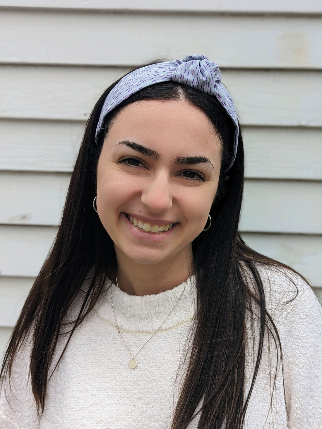 Top Knot Printed Headband - Lilac Dashes - My American Goods