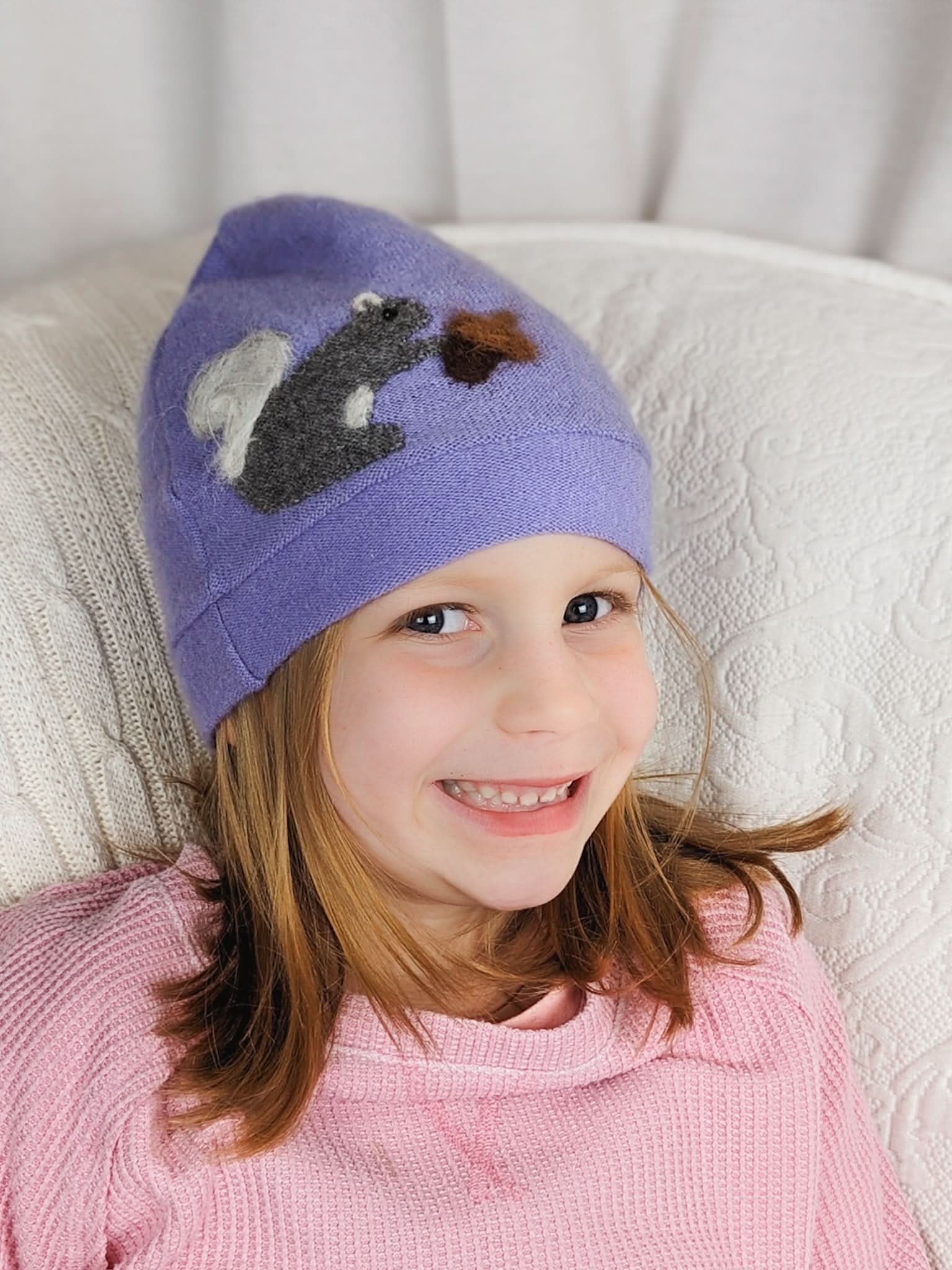 Ash & Rose hat Lavender Squirrel Cashmere Hat - Child