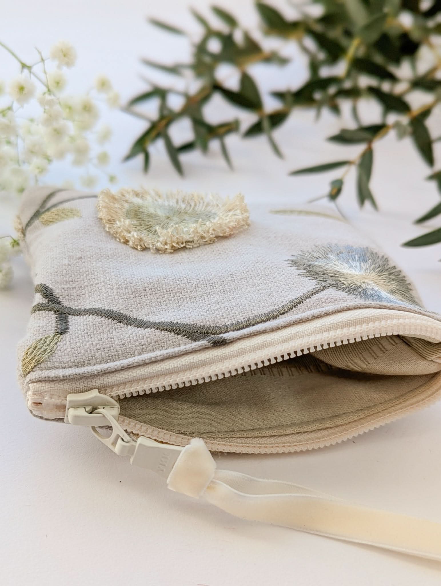 Ash & Rose 3D Flowers Embroidered Square Pouch