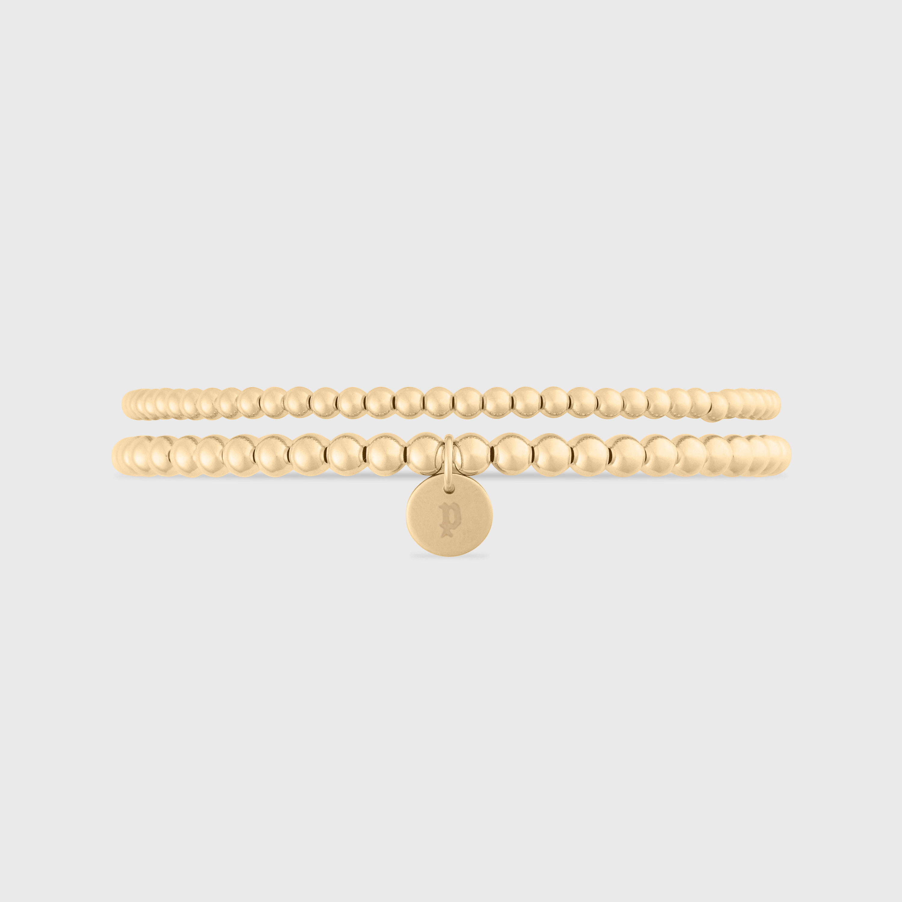 Cuffed by Nano LLC SMALL - 6.5" / p Old English Initial Juno Double Bracelet Stack (3mm + 4mm)