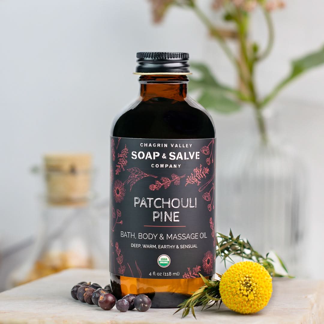 Chagrin Valley Soap & Salve Body Oil 4 fl oz Glass Bottle Bath & Body Oil: Patchouli Pine