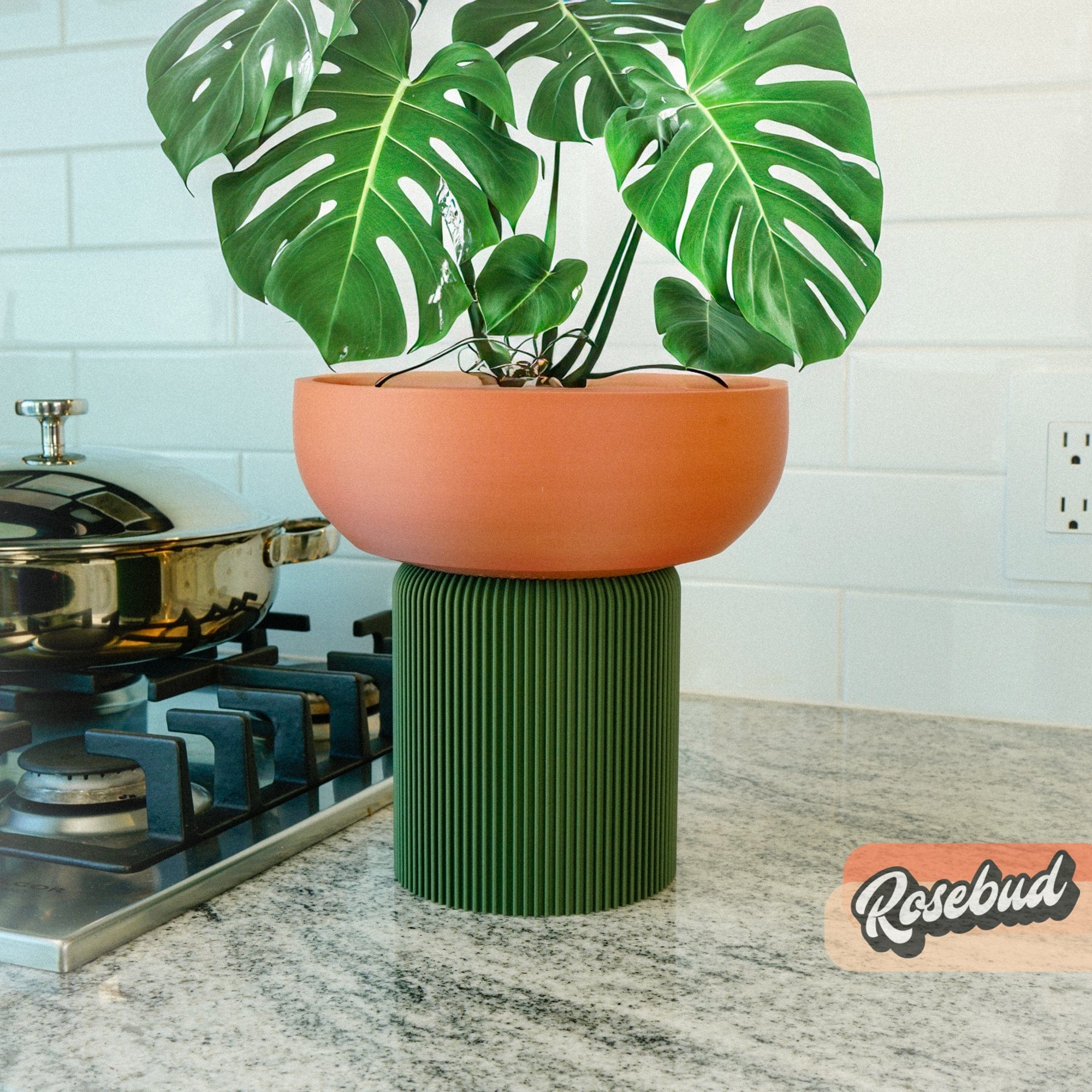 Rosebud HomeGoods plant pot Black / Small Modern Pedestal Plant Pot, Two-Piece