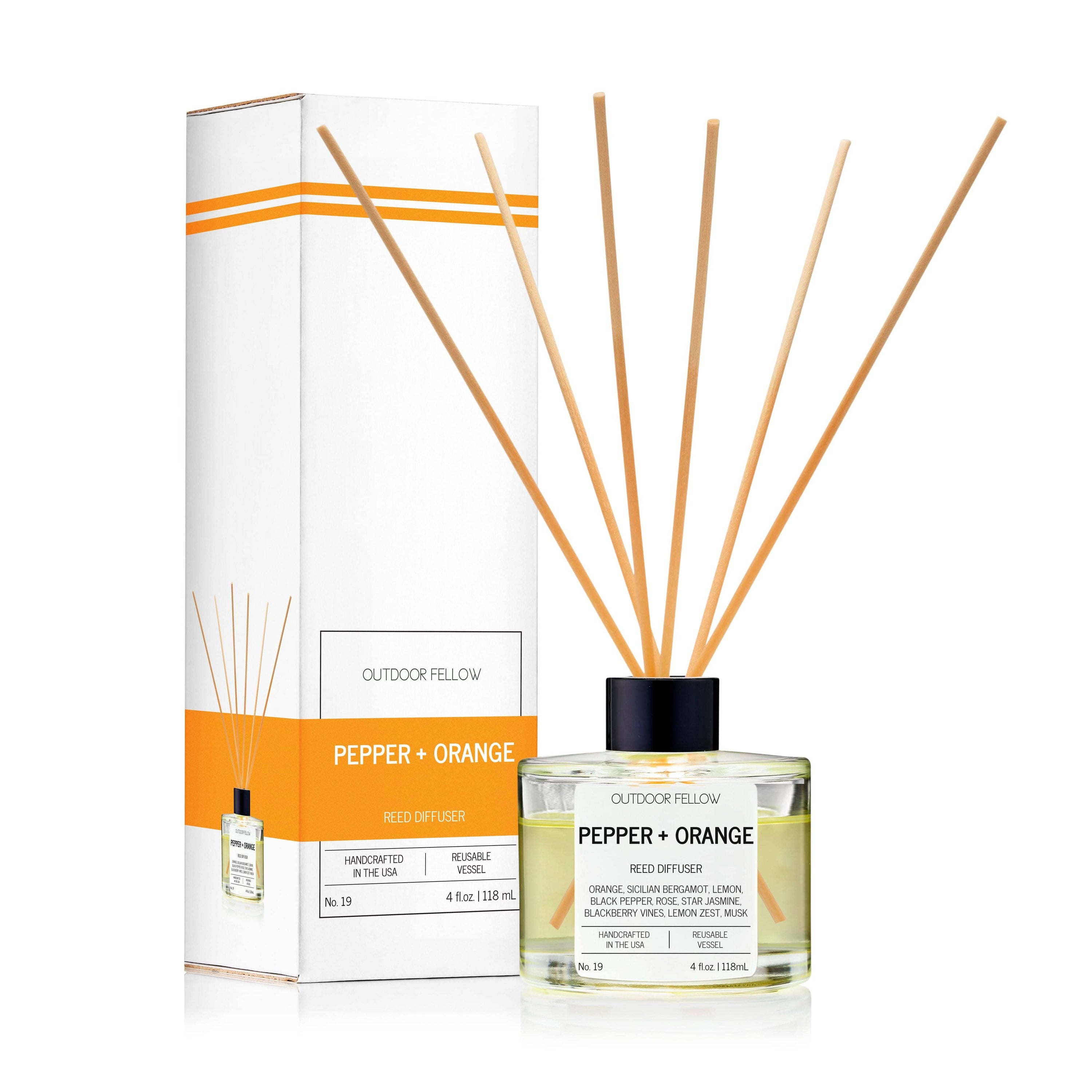 Outdoor Fellow Reed Diffuser Pepper and Orange Reed Diffuser