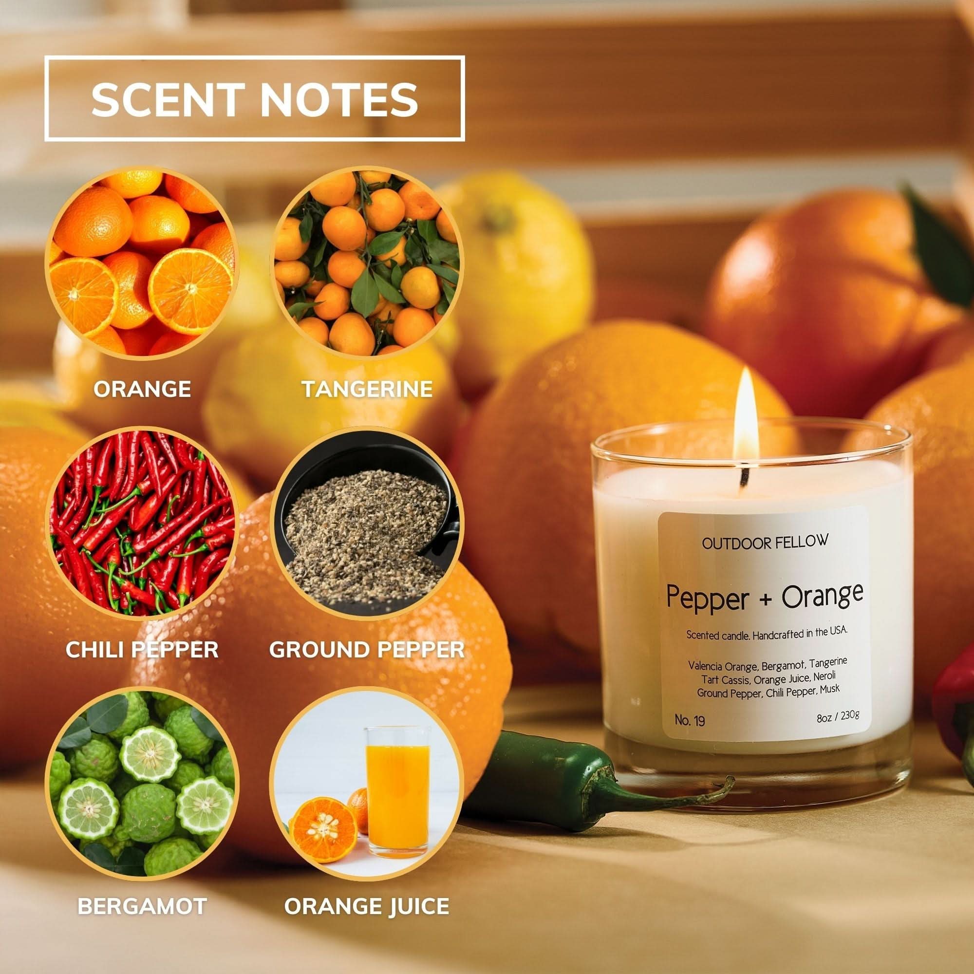 Outdoor Fellow Candles Pepper and Orange Scented Candle