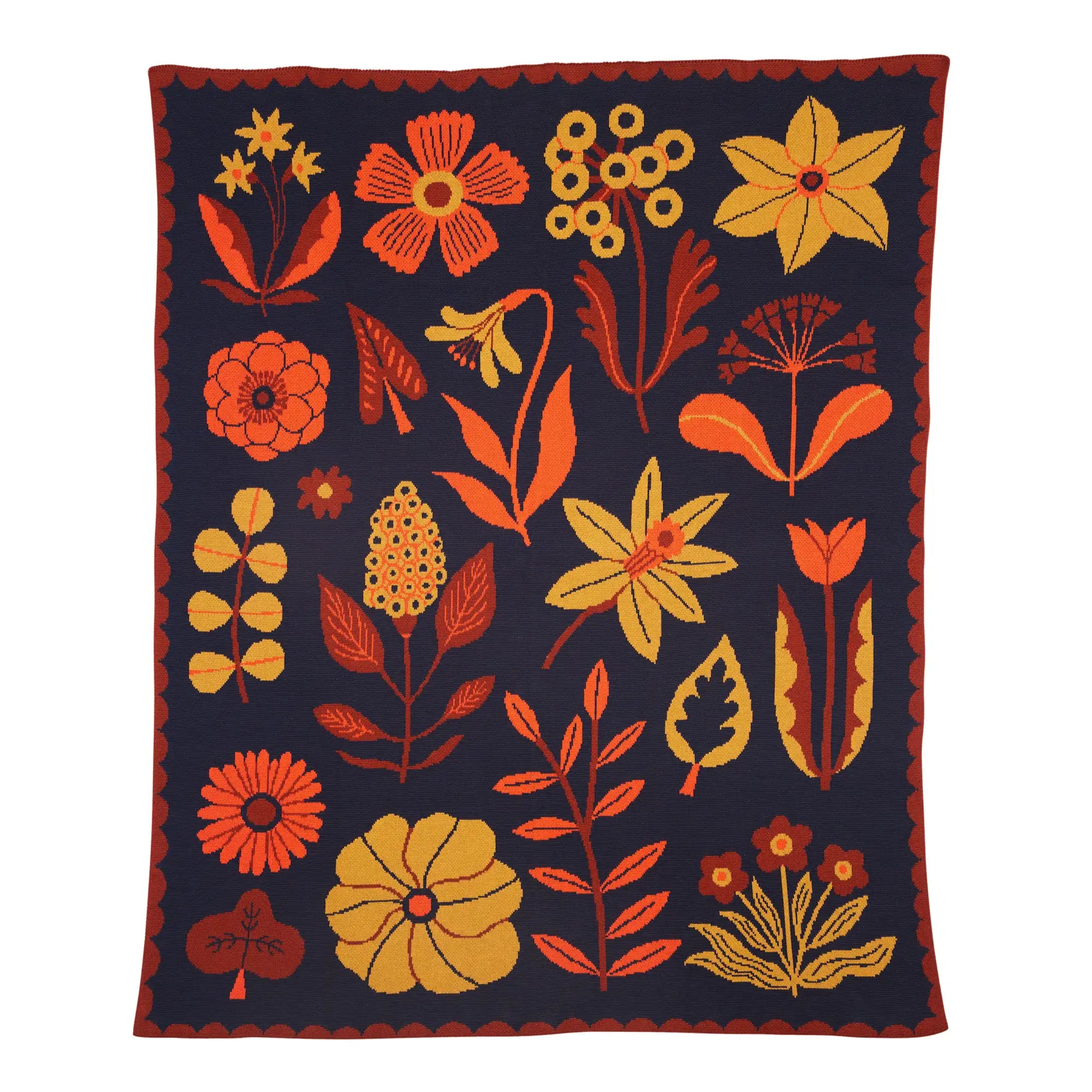 Biquette Throw Blanket Evening Shade in Organic Cotton Petals Throw Blanket
