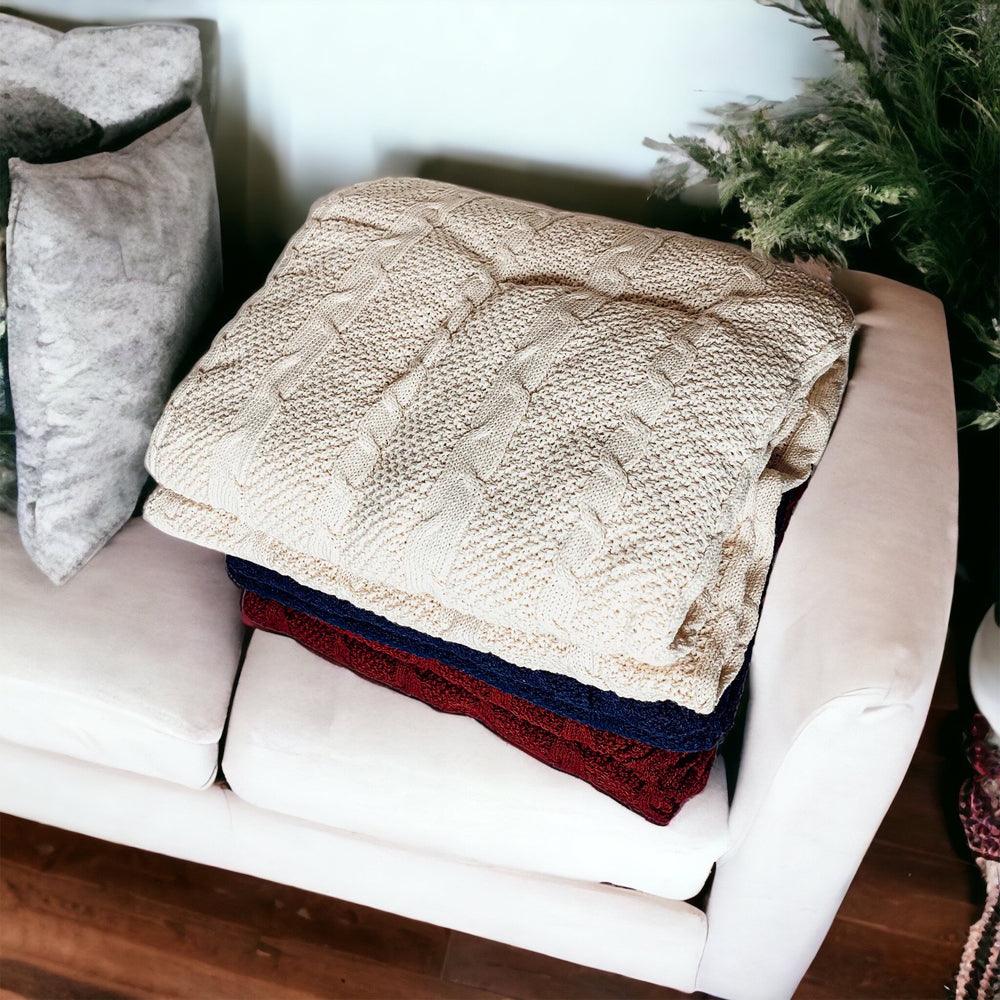 Gia Roma Throw Blanket Claret Knit Sweater Throw