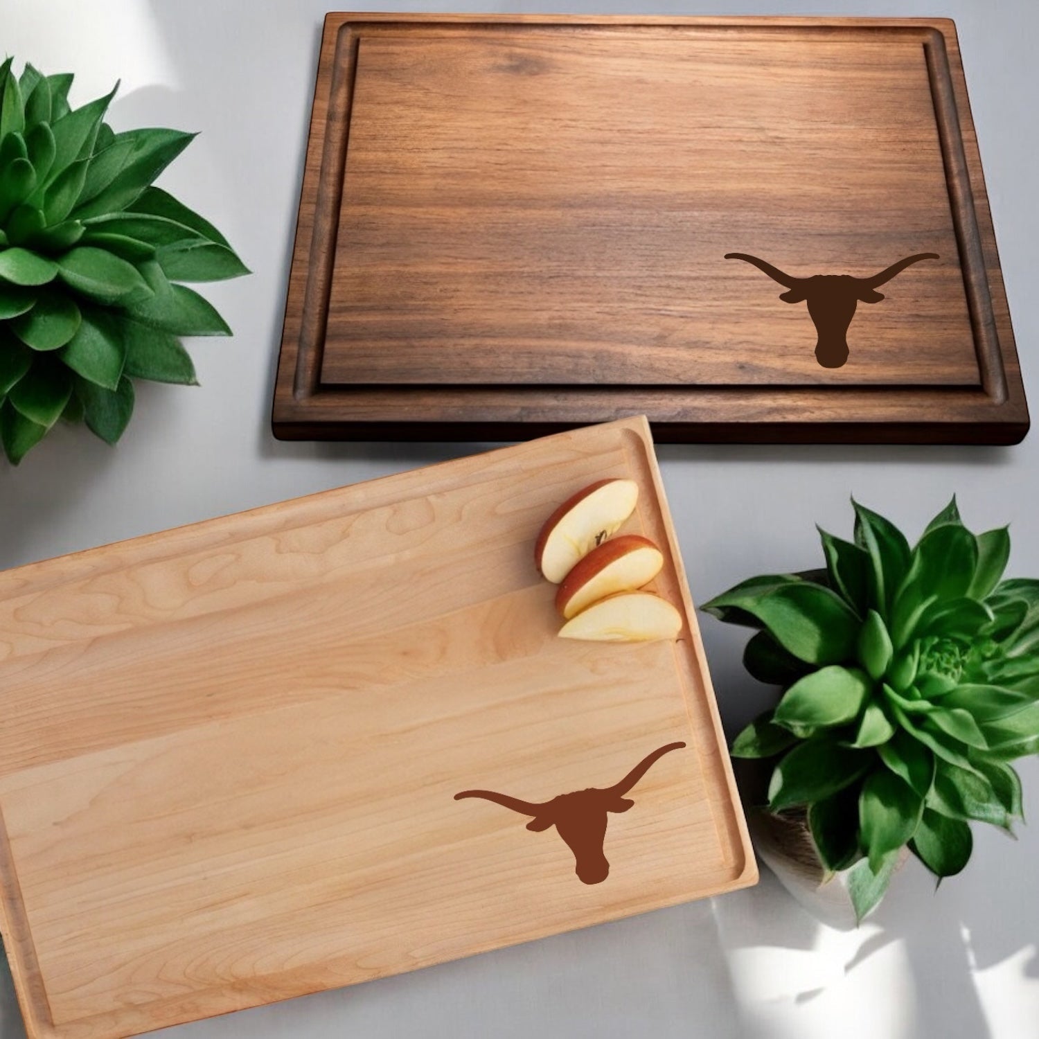 Texas Longhorns Maple or Walnut Hardwood Cutting Boards