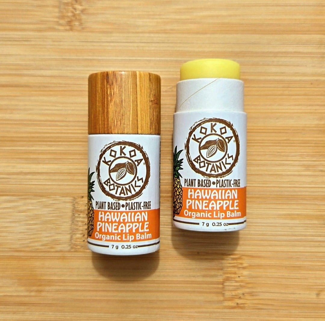 KOKOA BOTANICS Hawaiian Pineapple - Natural Organic Lip Balm - Vegan - Plastic-Free .25 oz