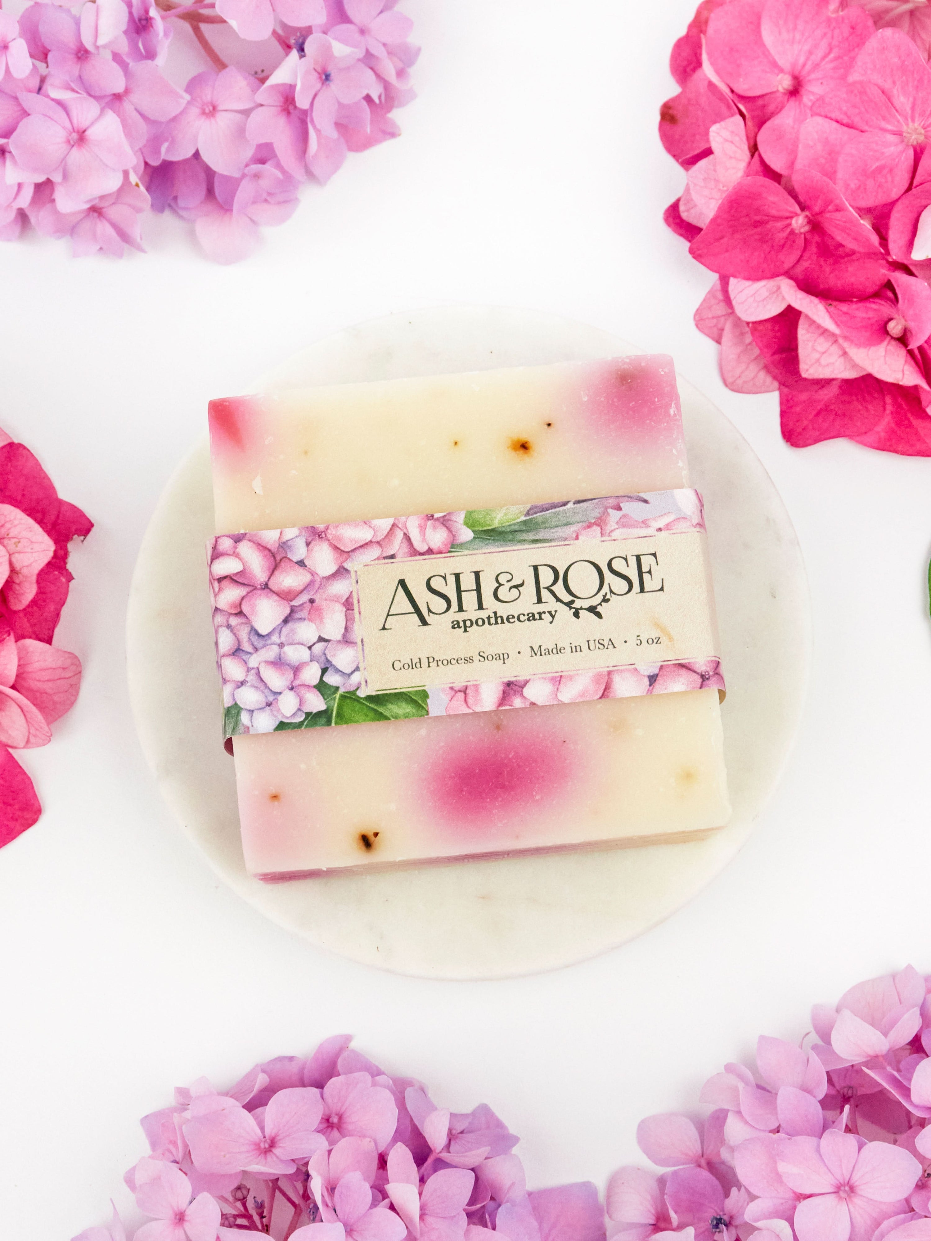 Ash & Rose Bar Soap Pink Hydrangea Soap Scrub Bar