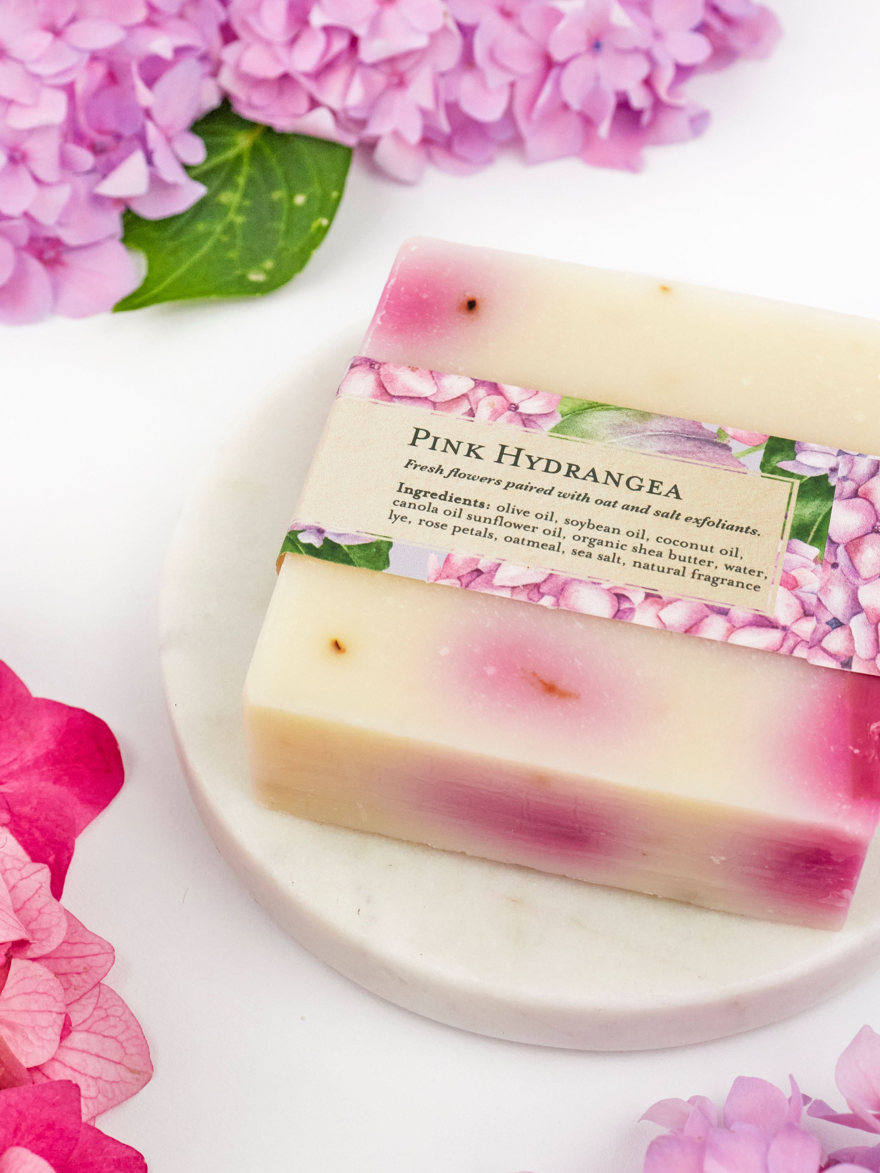 Ash & Rose Bar Soap Pink Hydrangea Soap Scrub Bar