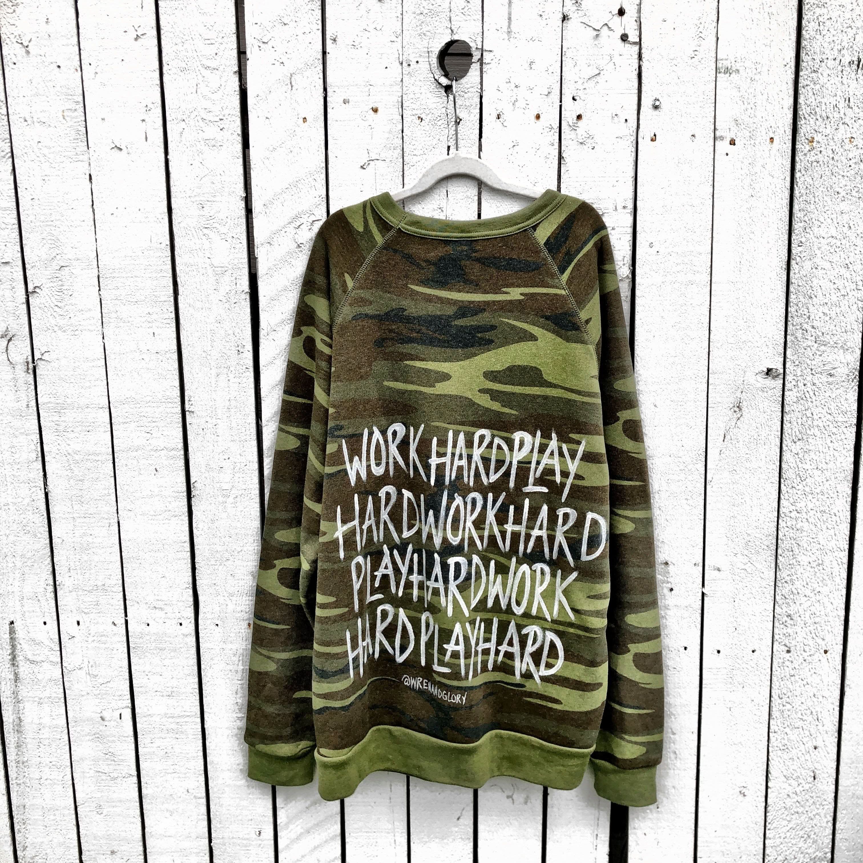 Wren + Glory "PLAYTIME CAMO" Hand-Painted Sweatshirt - My American Goods