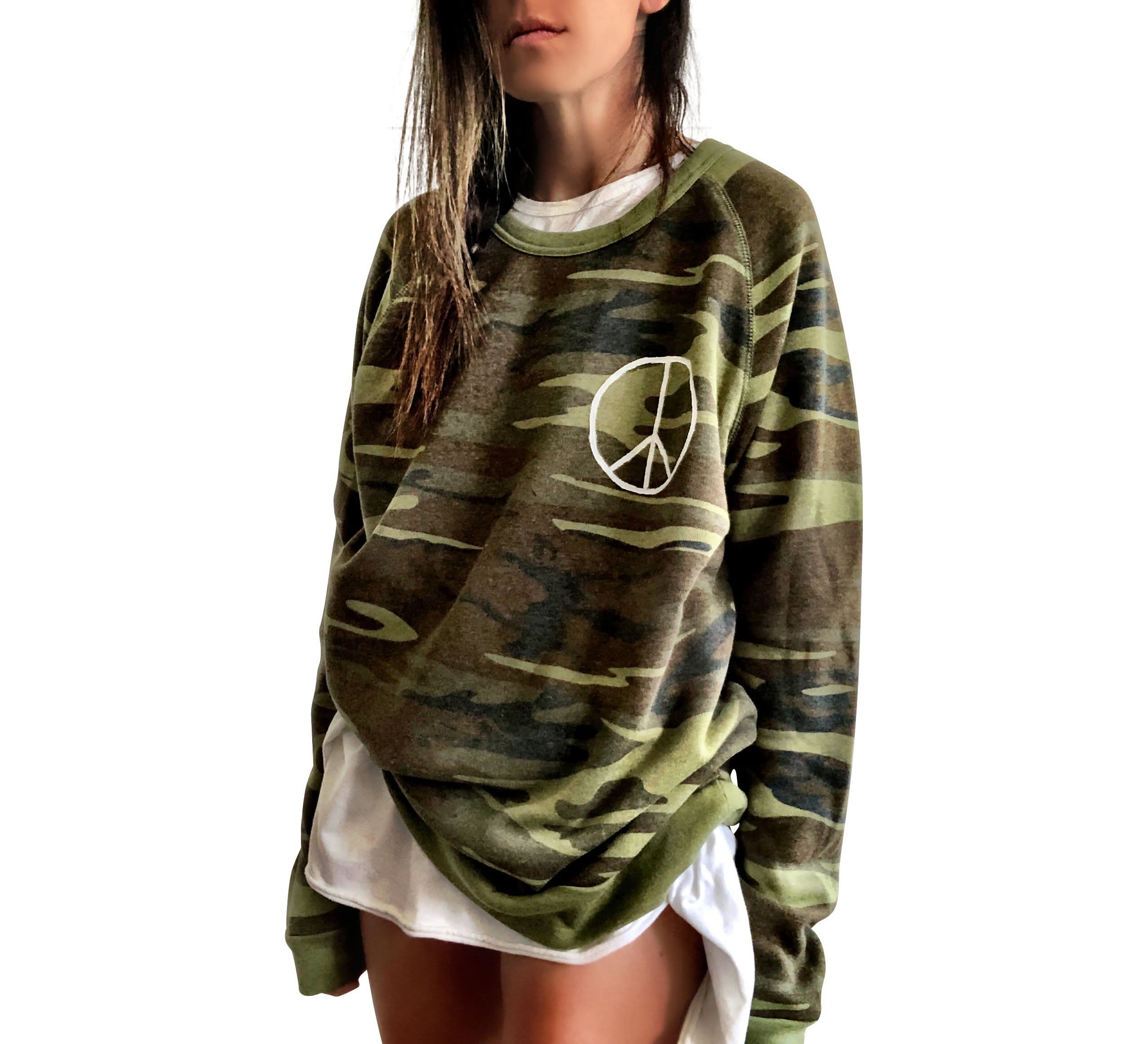 Wren + Glory "PLAYTIME CAMO" Hand-Painted Sweatshirt - My American Goods