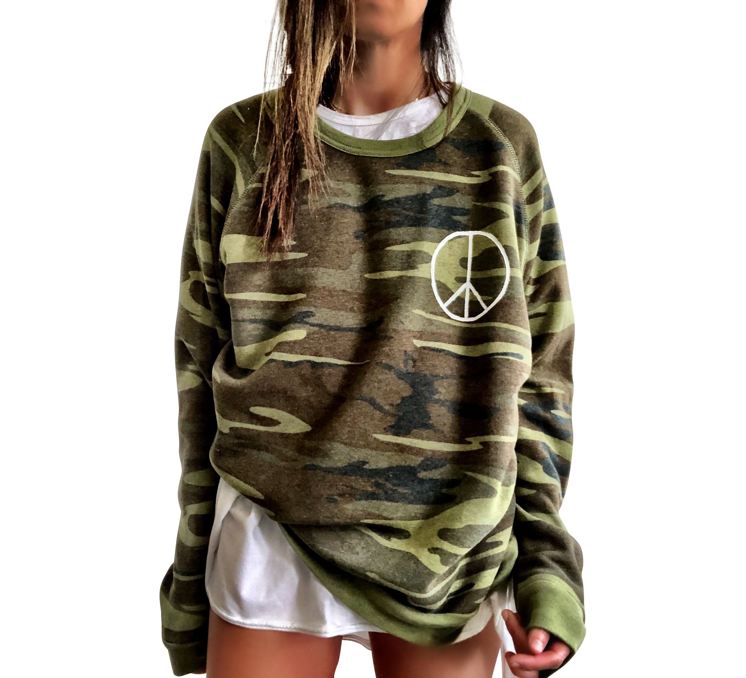 Wren + Glory "PLAYTIME CAMO" Hand-Painted Sweatshirt - My American Goods
