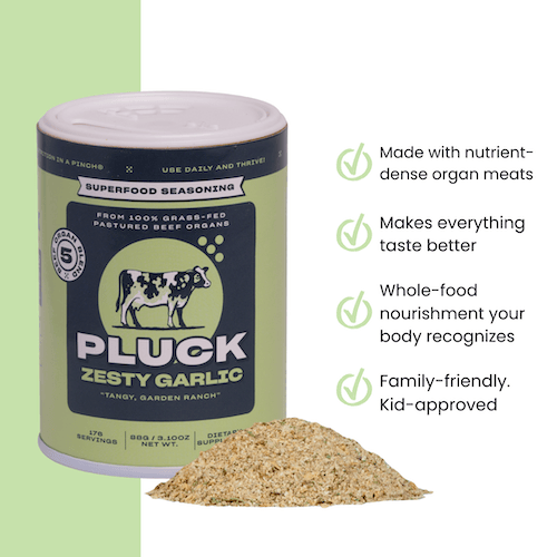 Pluck Seasoning Shaker Pluck Zesty Garlic – Animal-Based Superfood Seasoning