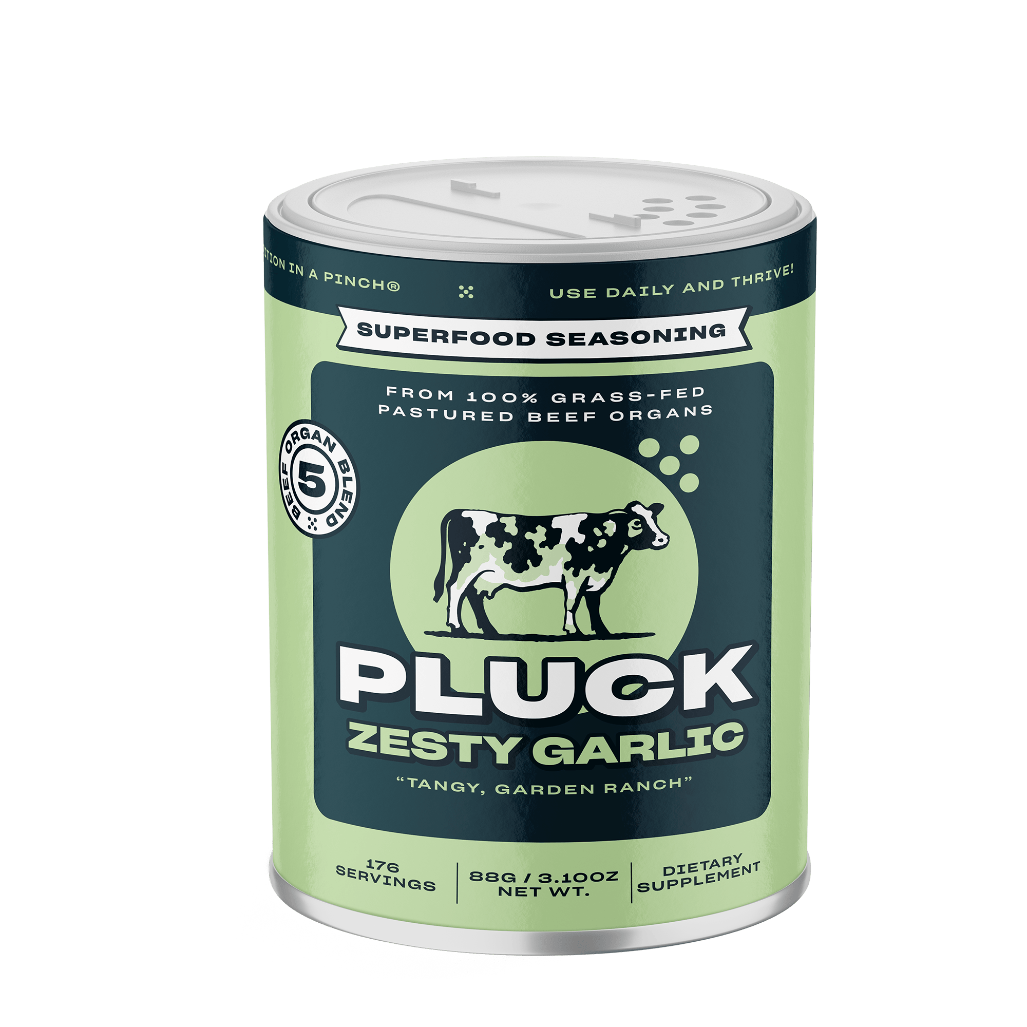 Pluck Seasoning Shaker Pluck Zesty Garlic – Animal-Based Superfood Seasoning