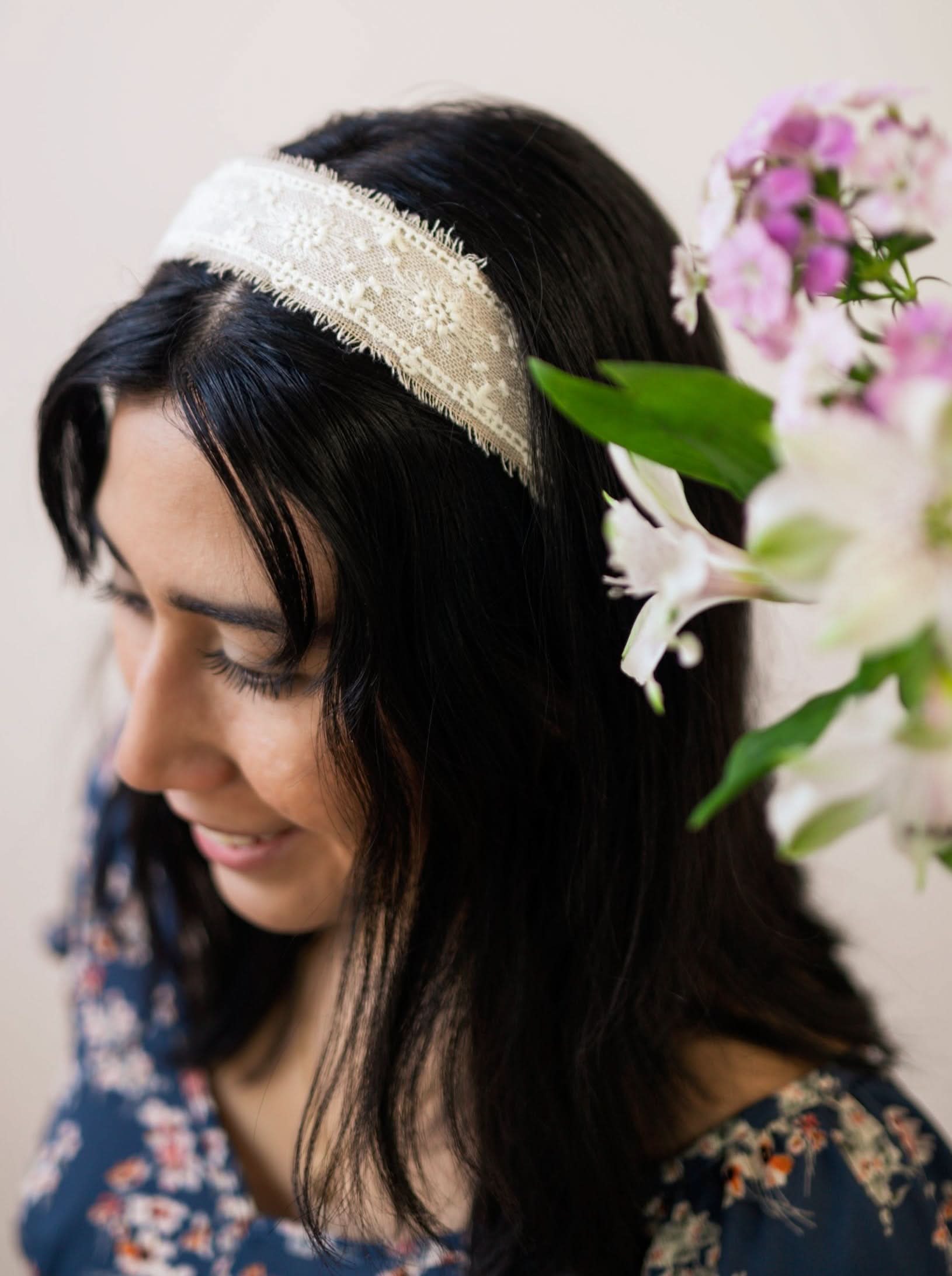 Ash & Rose Clara Lace and Linen Headband