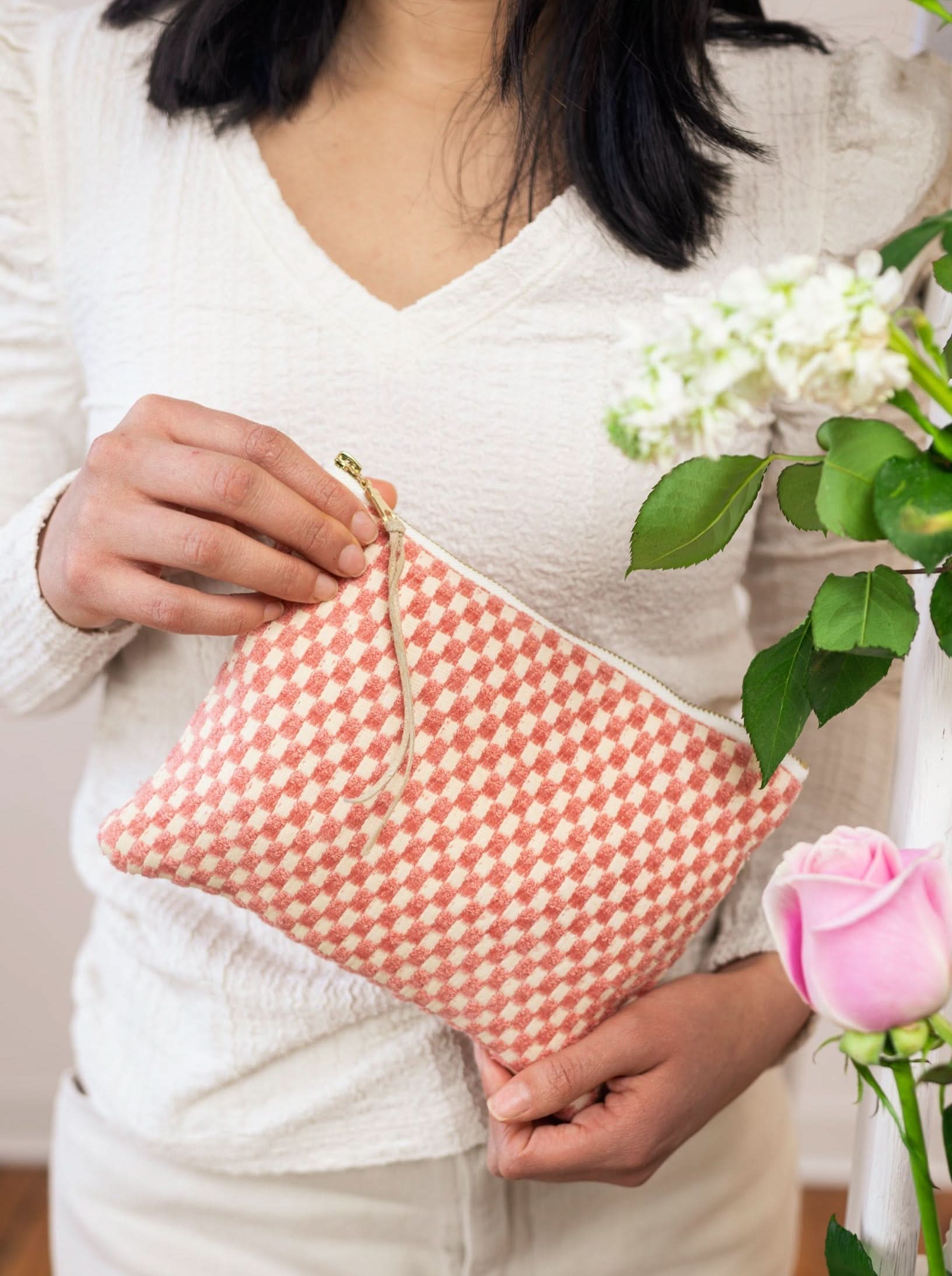 Amelia Pink Checks Purse - My American Goods