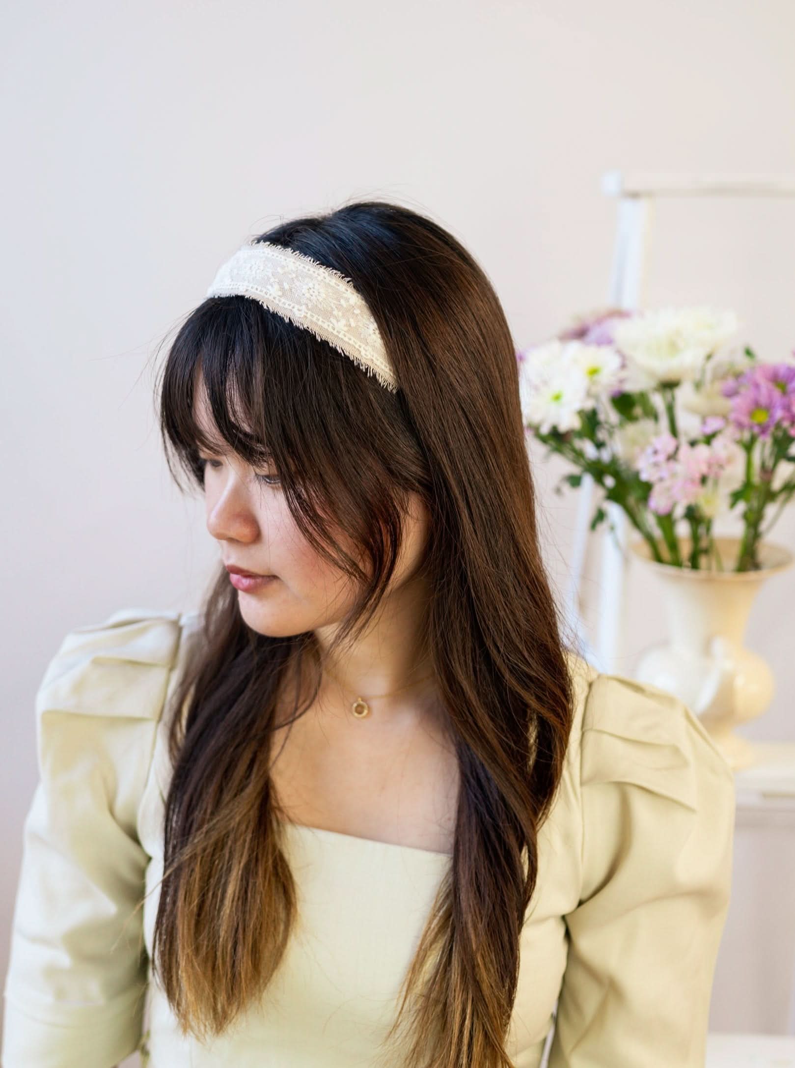 Ash & Rose Clara Lace and Linen Headband