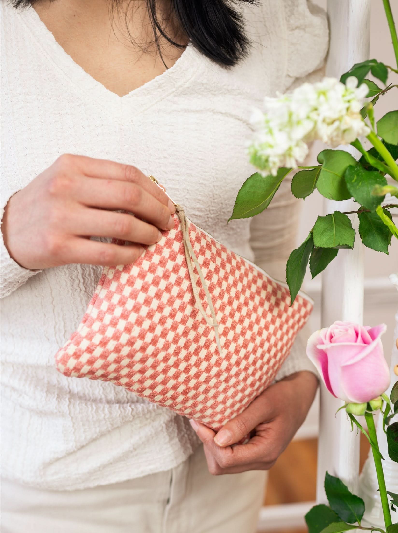 Amelia Pink Checks Purse - My American Goods