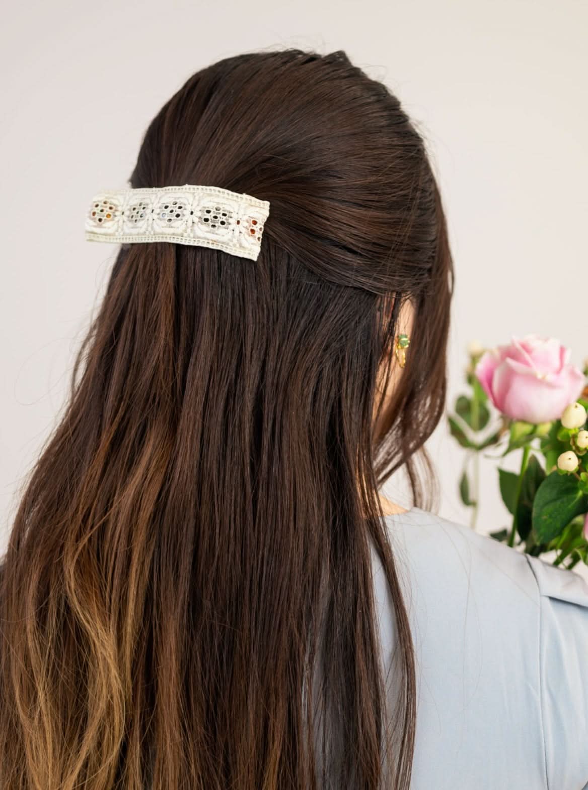 Ash & Rose Hair Clip Ivory Willa Lace Hair Clip
