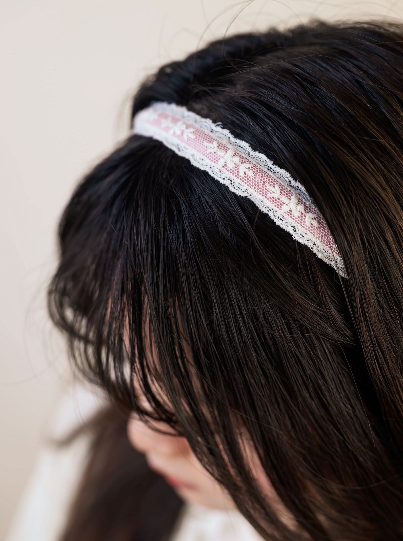 Blush Lace Skinny Headband - My American Goods
