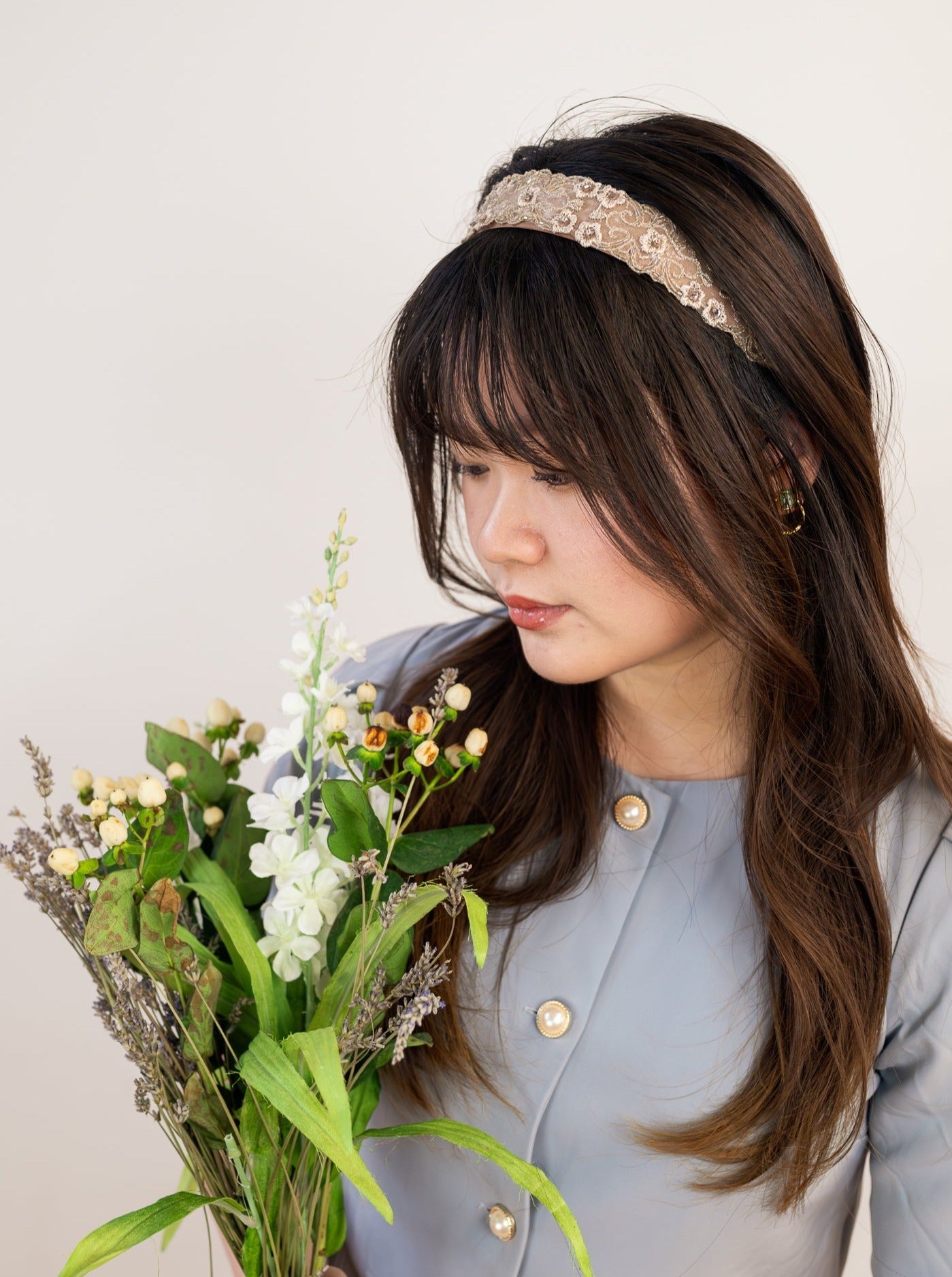 Hayden Tan Beaded Headband - My American Goods